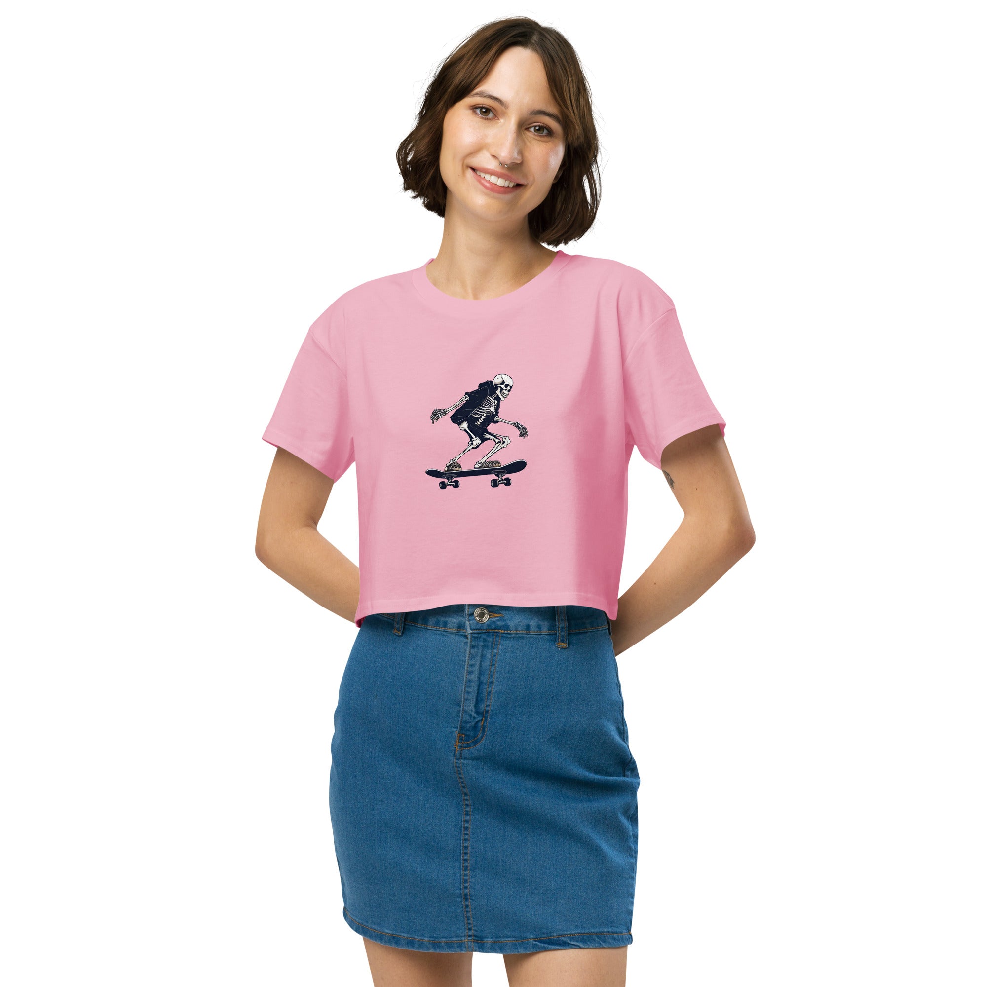 Skateboarding Skeleton Women’s Crop Top