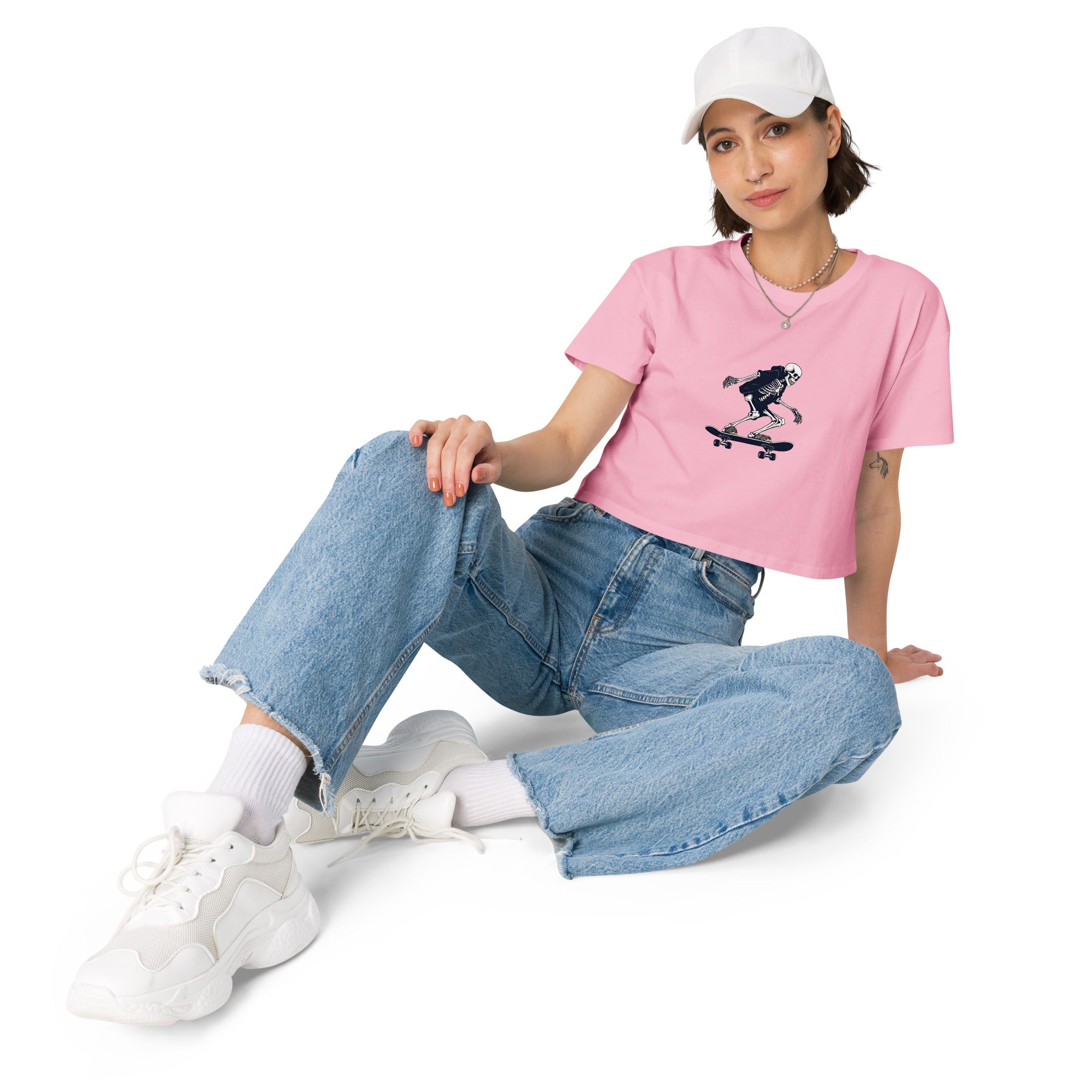 Skateboarding Skeleton Women’s Crop Top