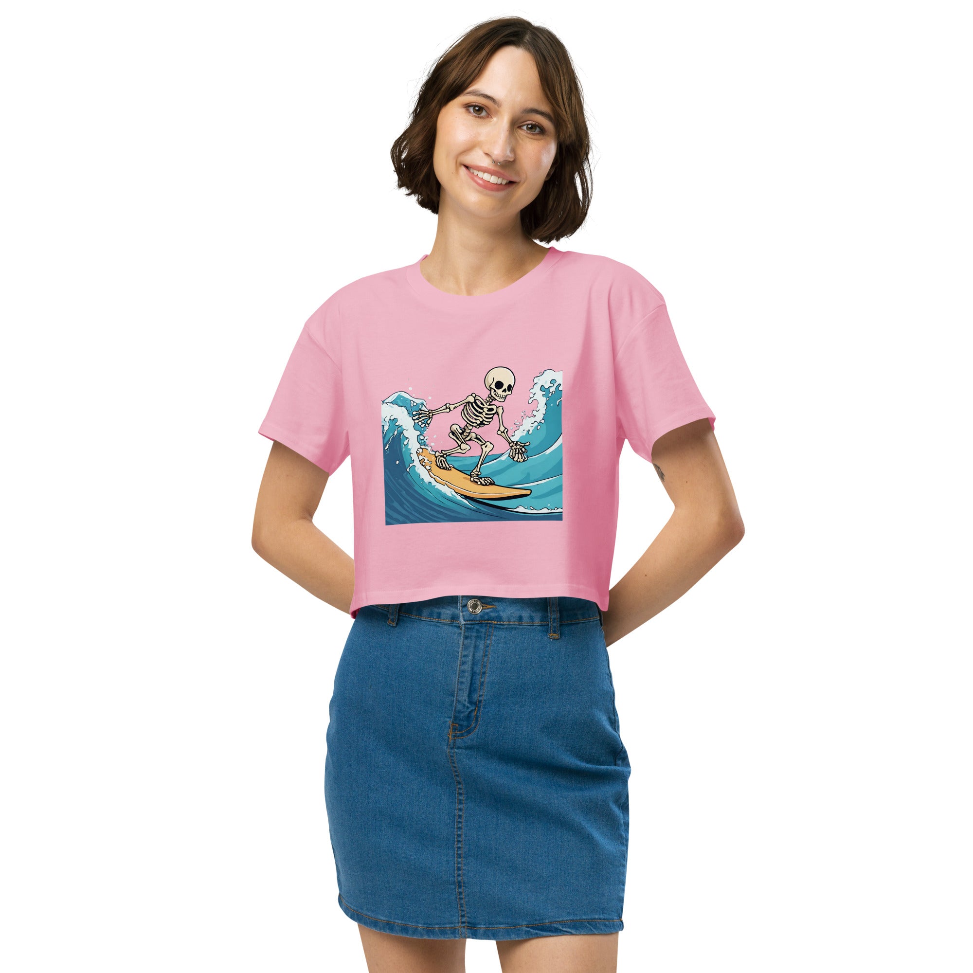 Surfing Skeleton Women’s Crop Top