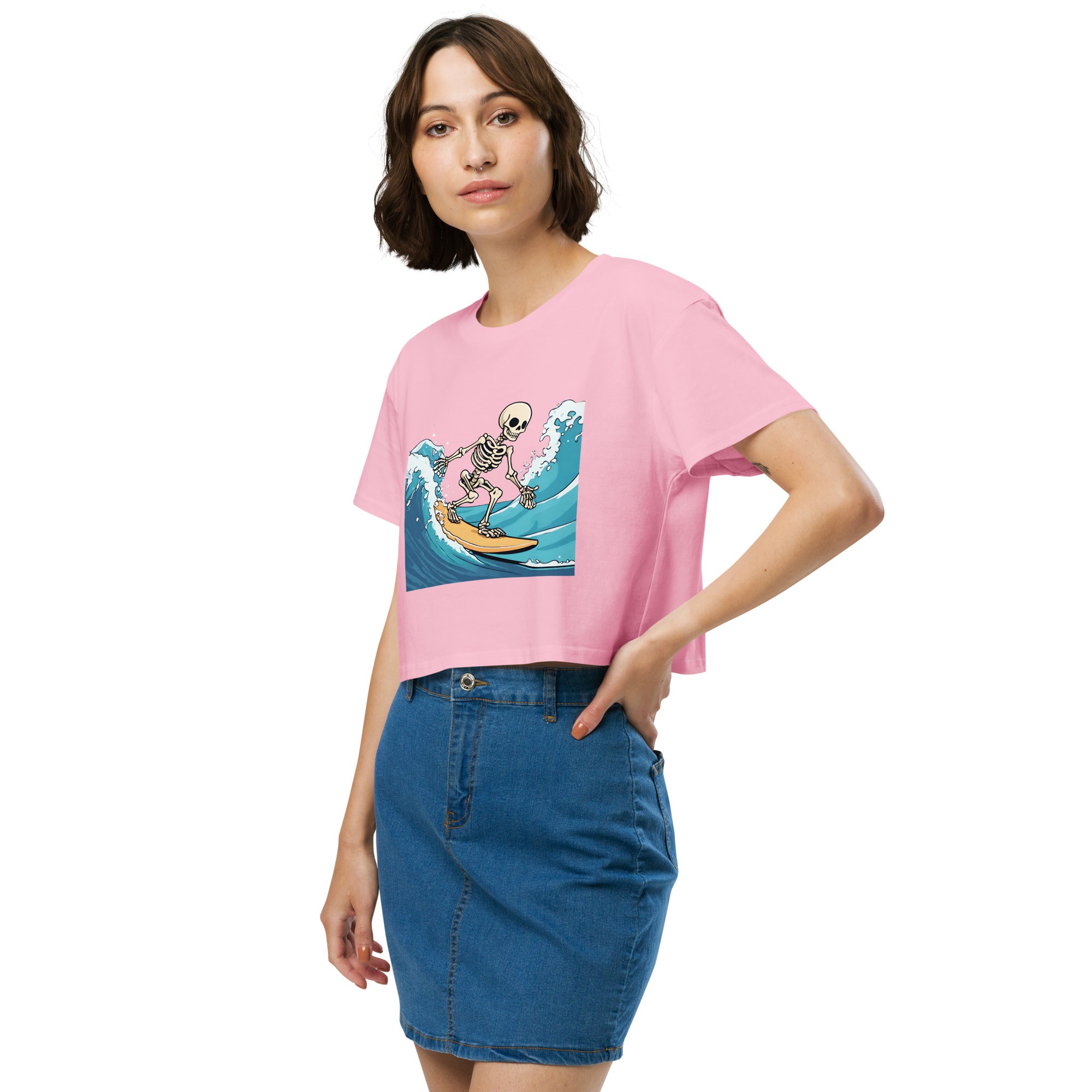 Surfing Skeleton Women’s Crop Top