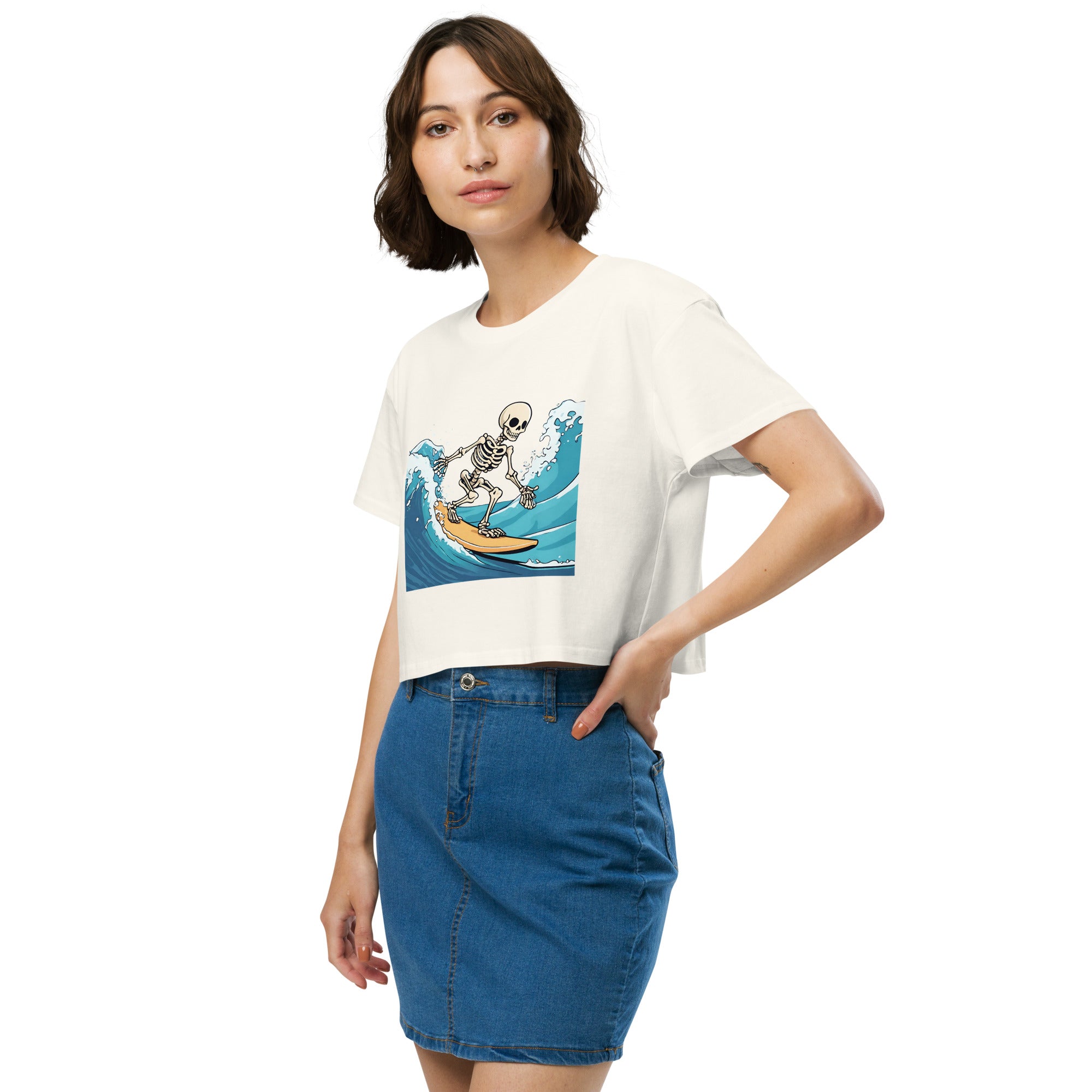 Surfing Skeleton Women’s Crop Top