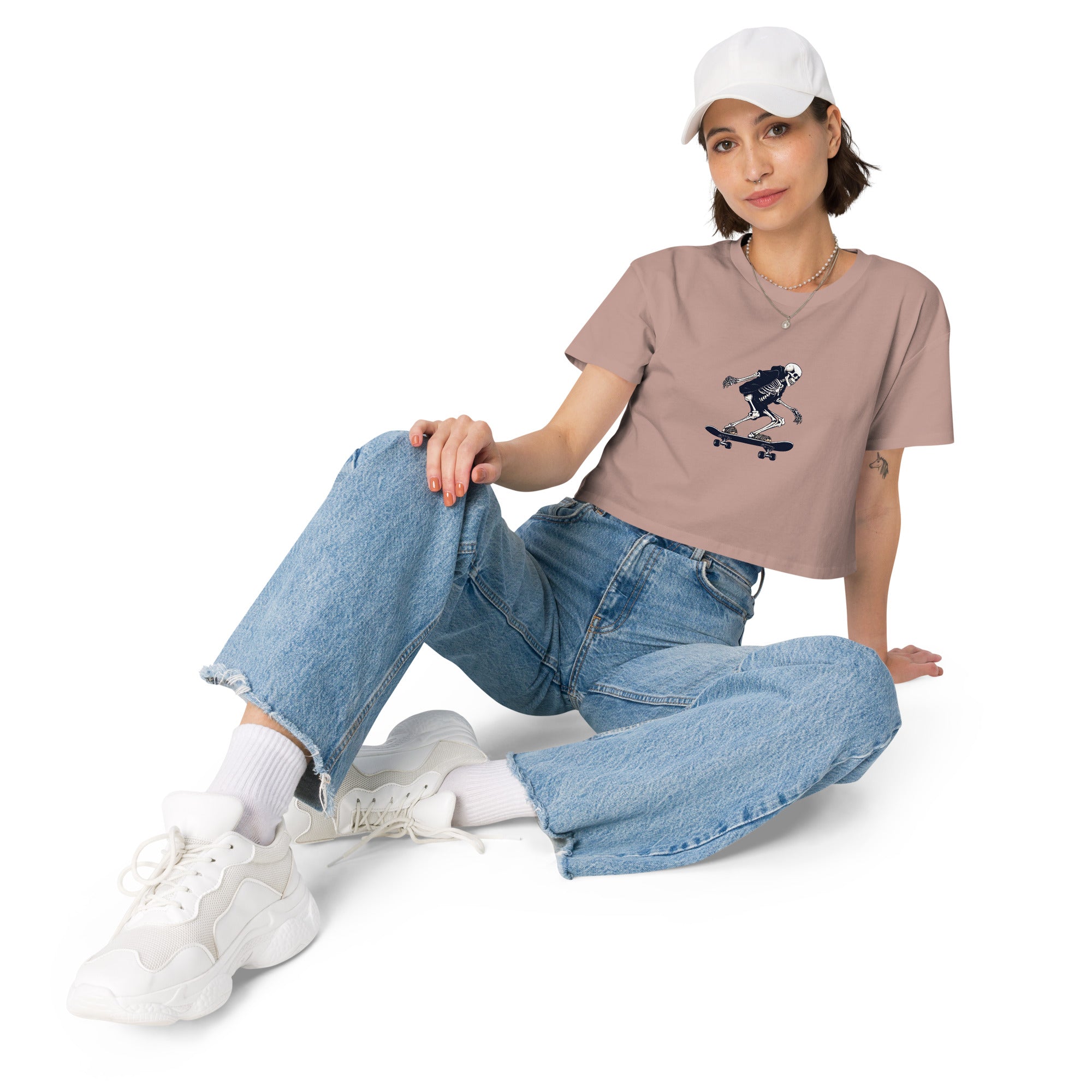 Skateboarding Skeleton Women’s Crop Top