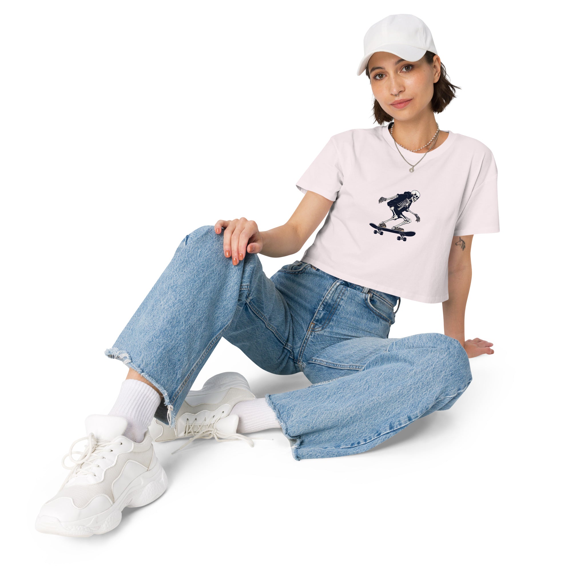 Skateboarding Skeleton Women’s Crop Top