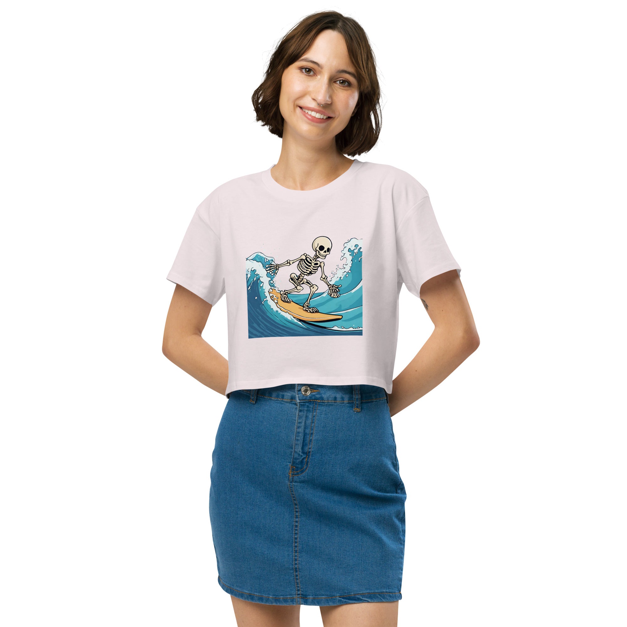 Surfing Skeleton Women’s Crop Top