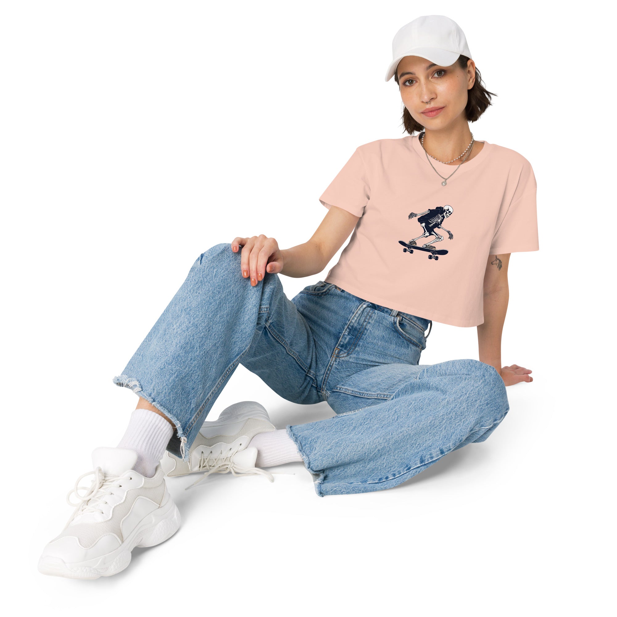 Skateboarding Skeleton Women’s Crop Top