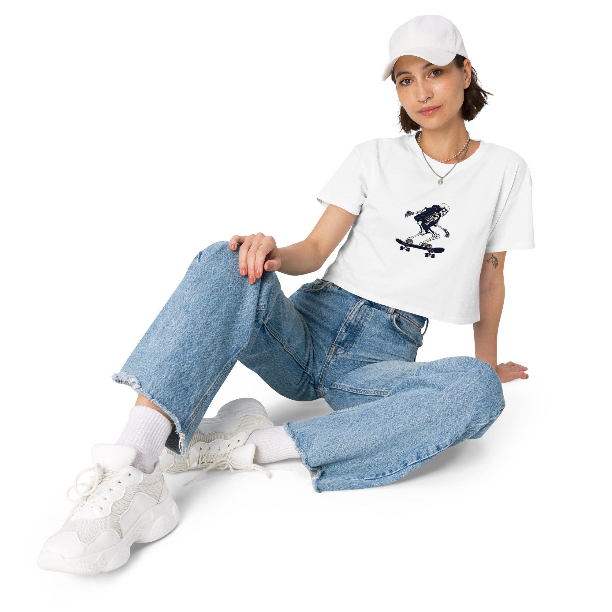 Skateboarding Skeleton Women’s Crop Top