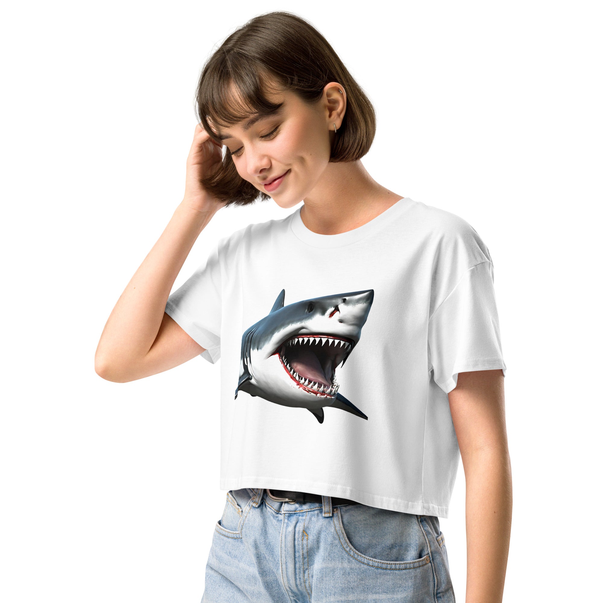 Great White Bite Women’s Crop Top