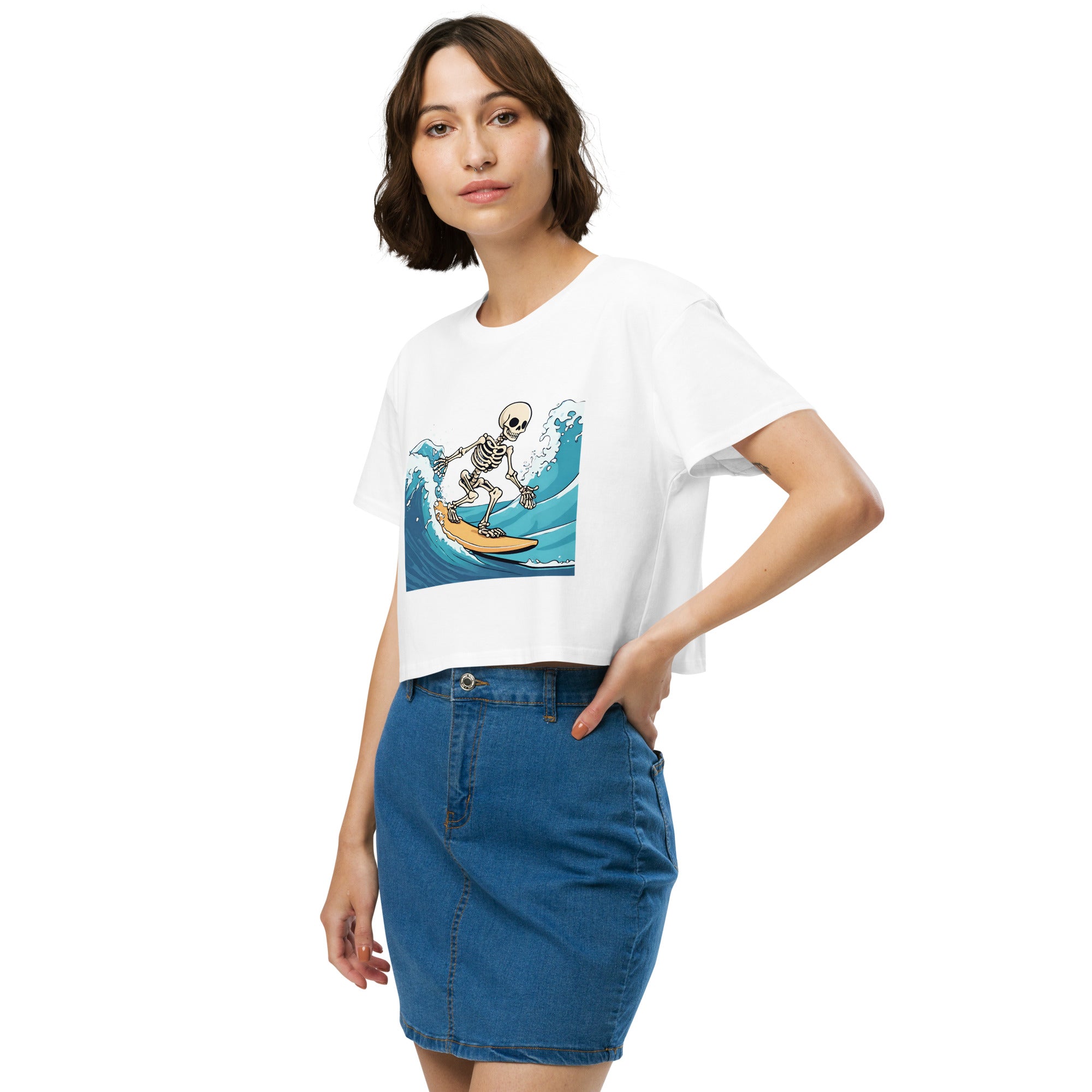 Surfing Skeleton Women’s Crop Top