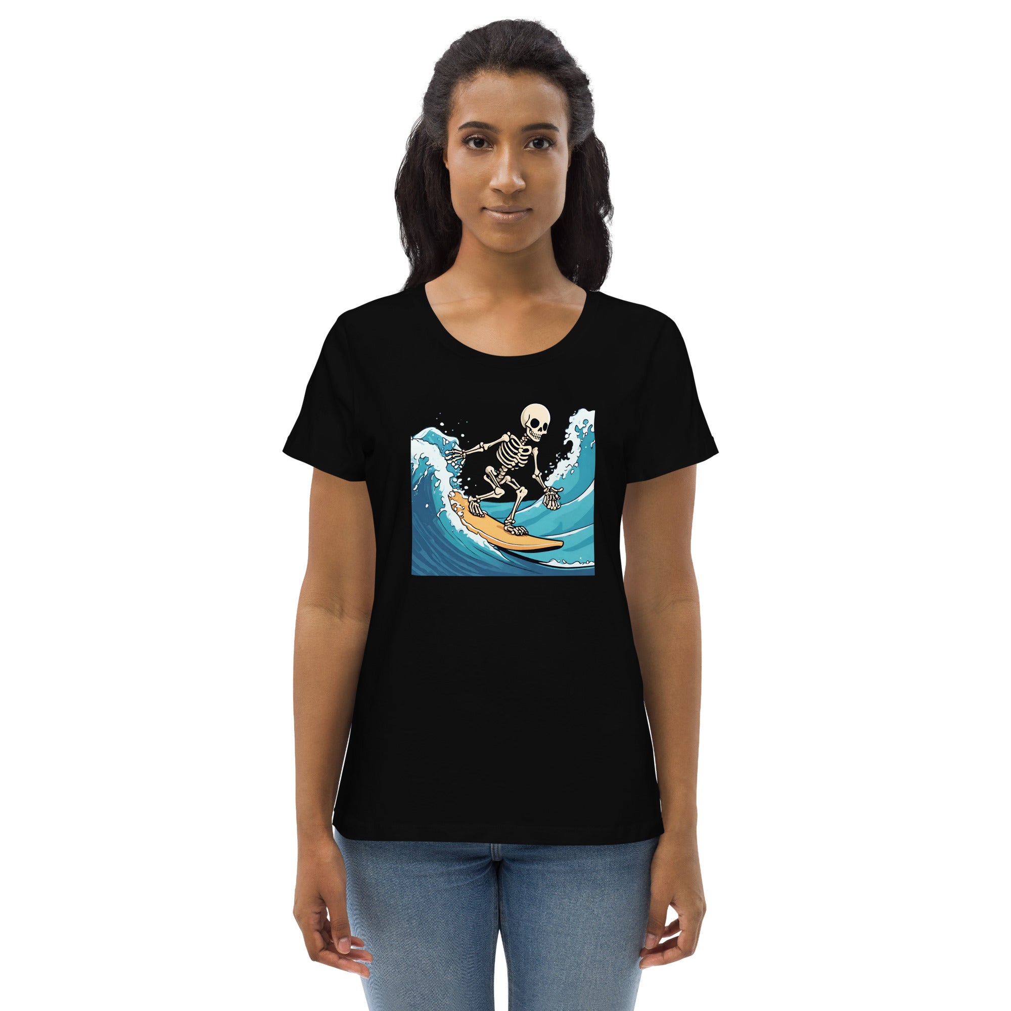 Surfing Skeleton Women's Fitted Eco T-Shirt