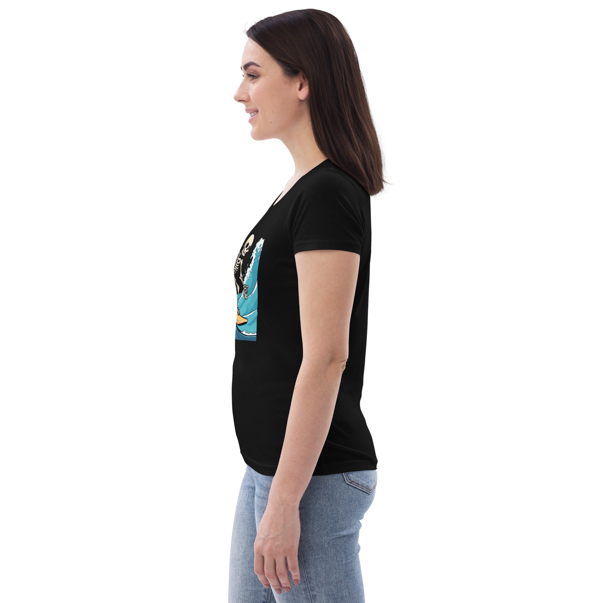 Surfing Skeleton Women's Fitted Eco T-Shirt