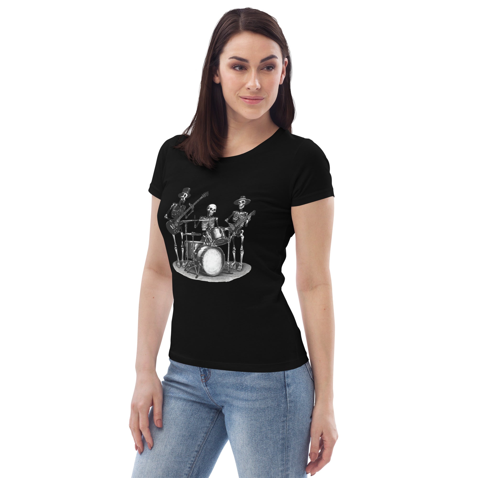 Skeleton Band Women's Fitted Eco T-Shirt