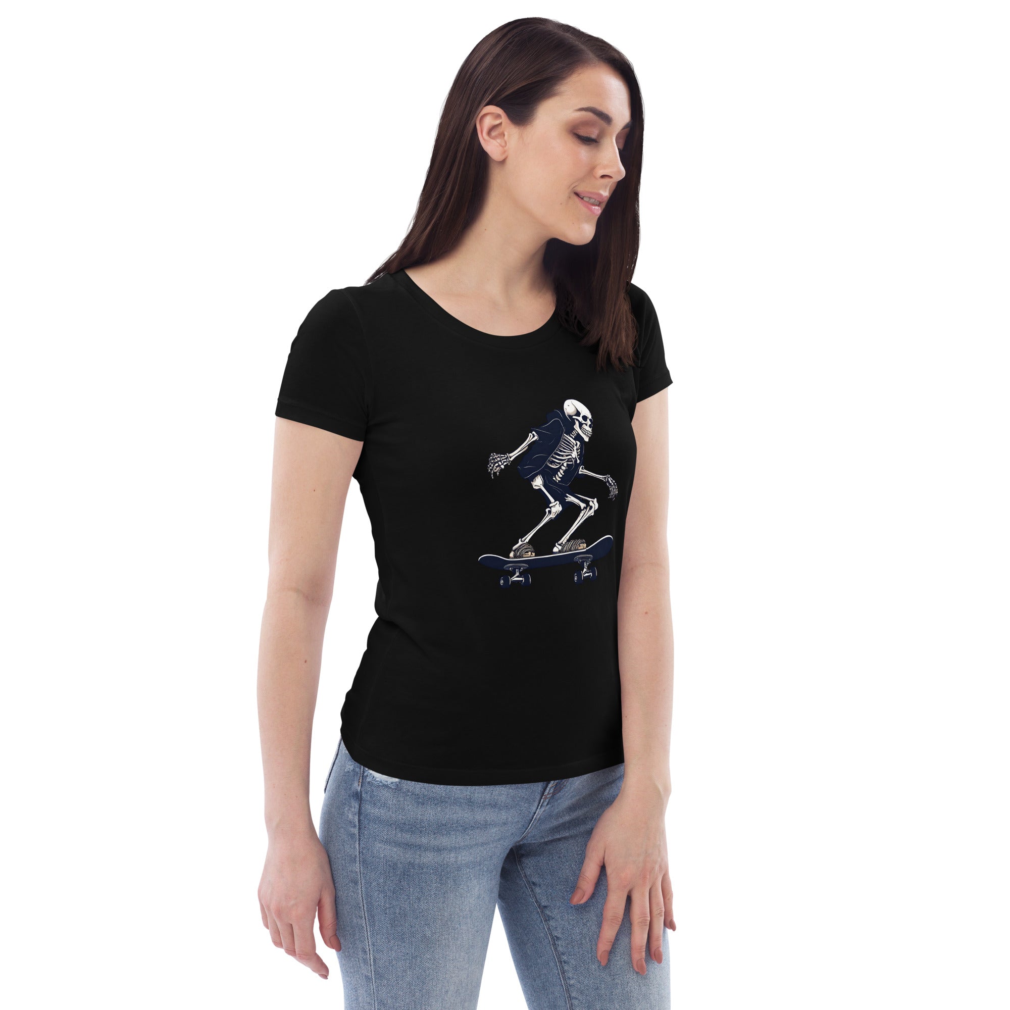 Skateboarding Skeleton Women's Fitted Eco T-Shirt