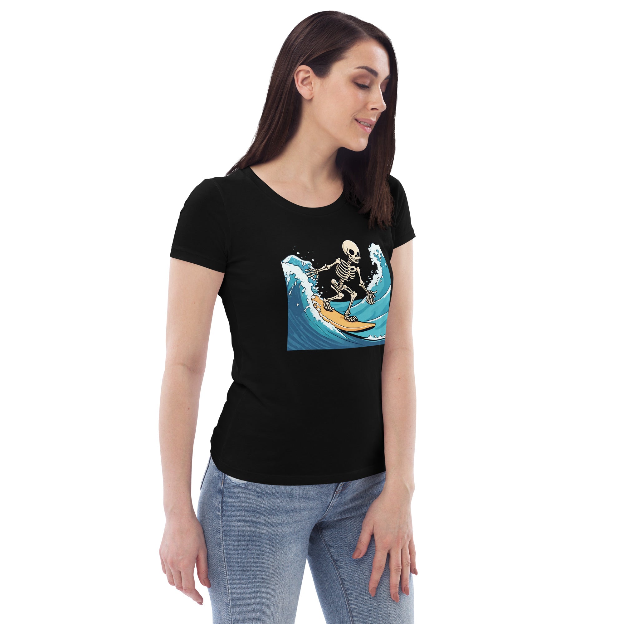 Surfing Skeleton Women's Fitted Eco T-Shirt