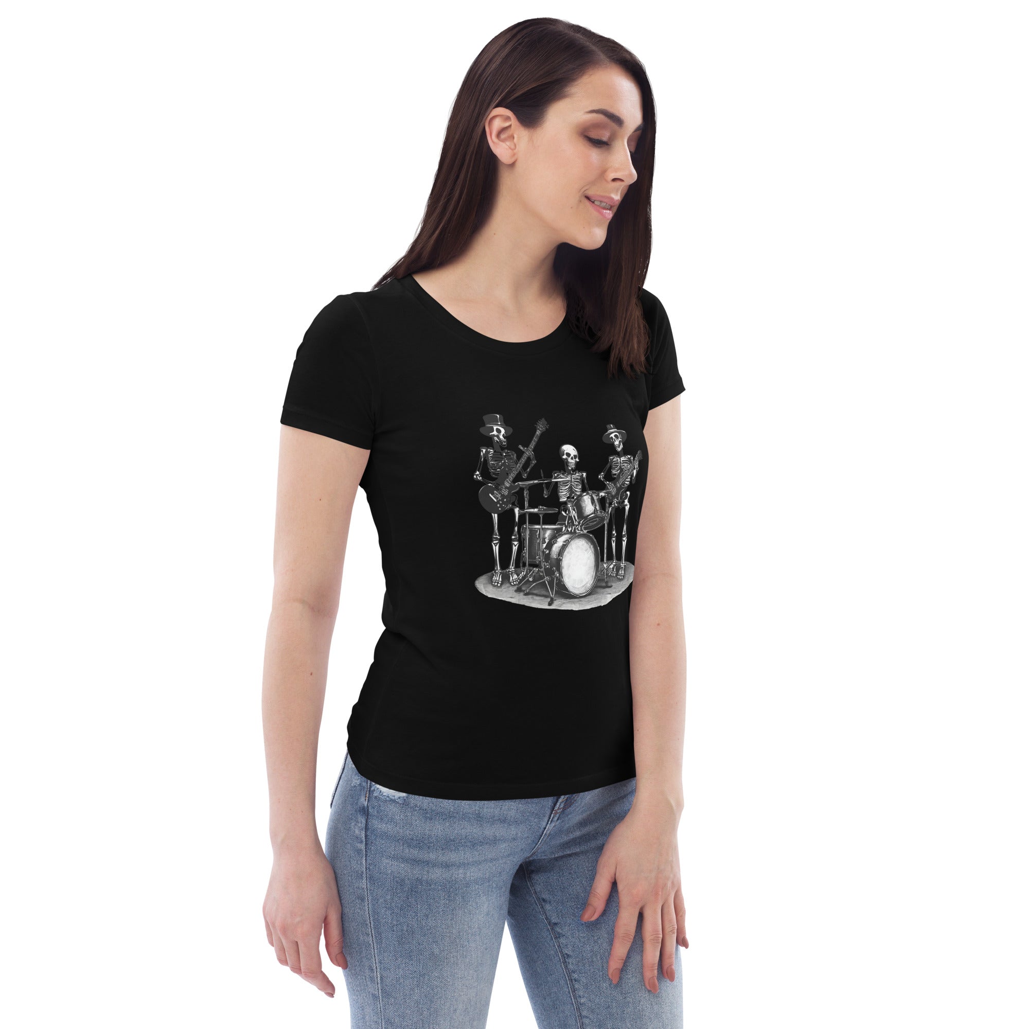 Skeleton Band Women's Fitted Eco T-Shirt