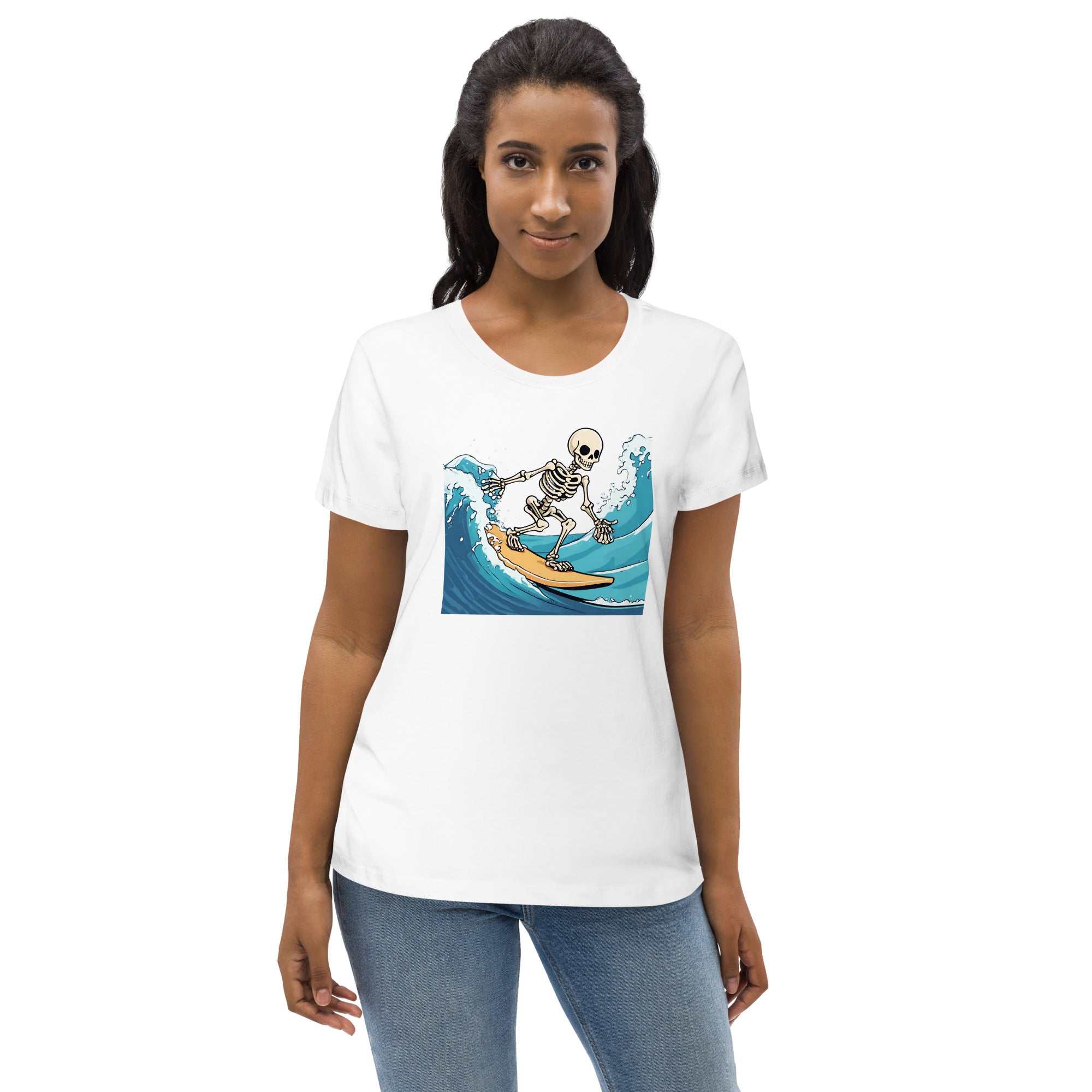 Surfing Skeleton Women's Fitted Eco T-Shirt