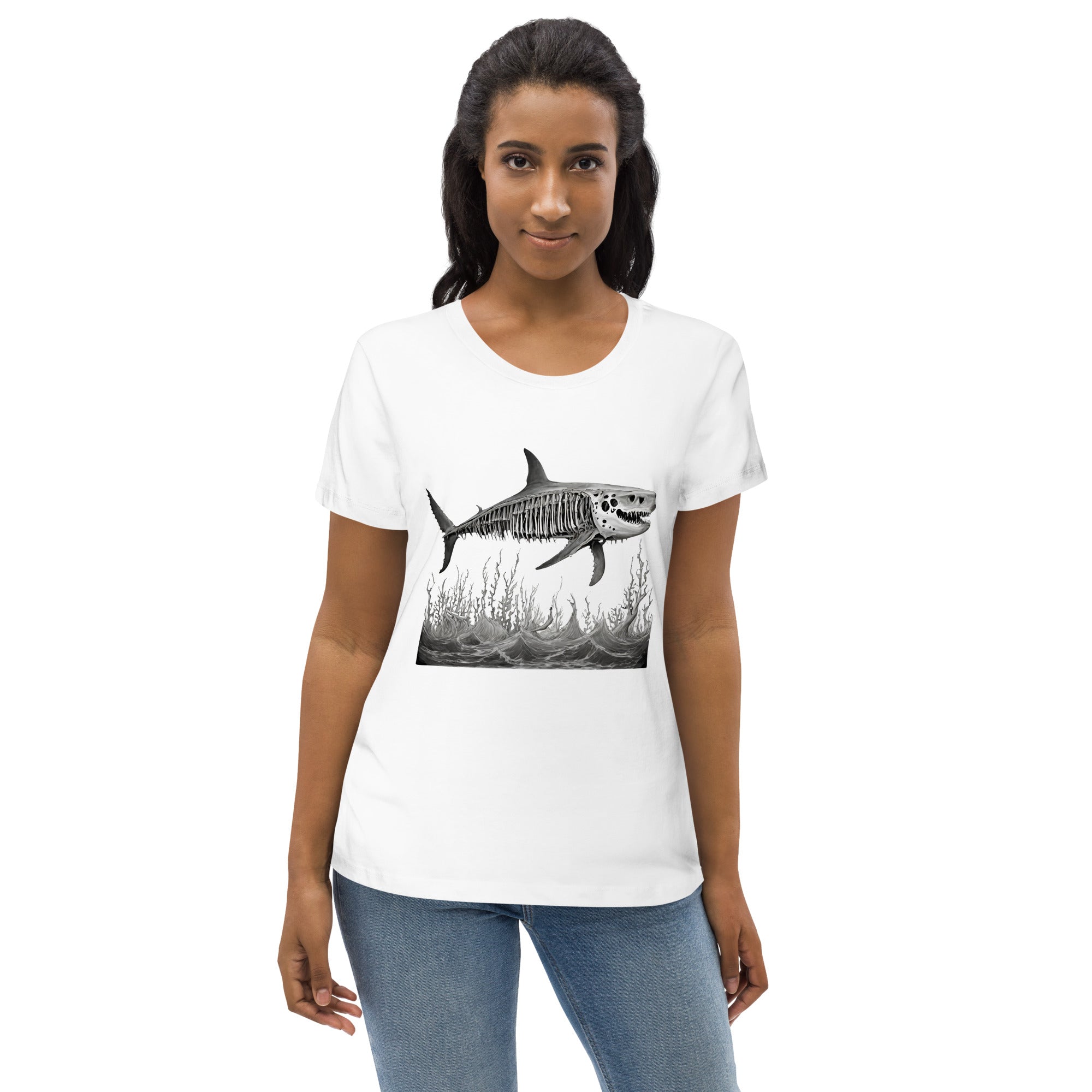 Skeleton Shark Women's Fitted Eco T-Shirt