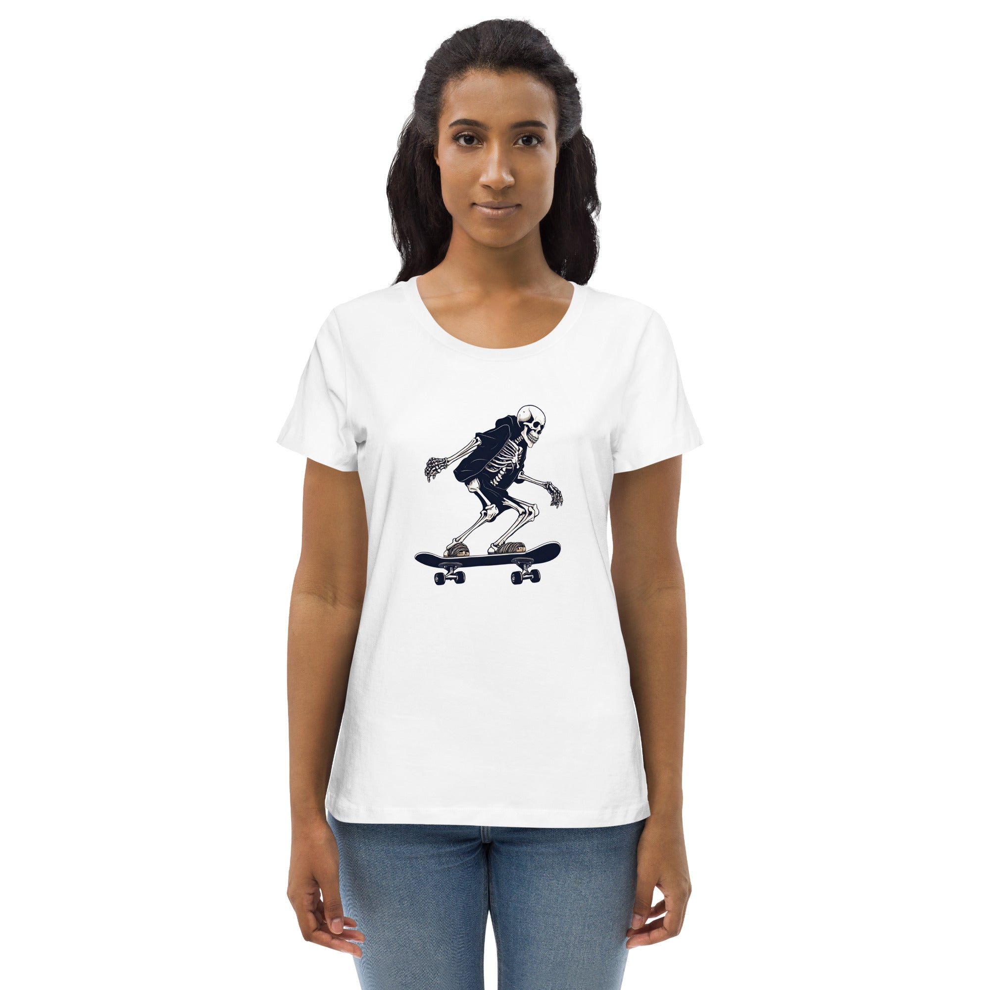 Skateboarding Skeleton Women's Fitted Eco T-Shirt