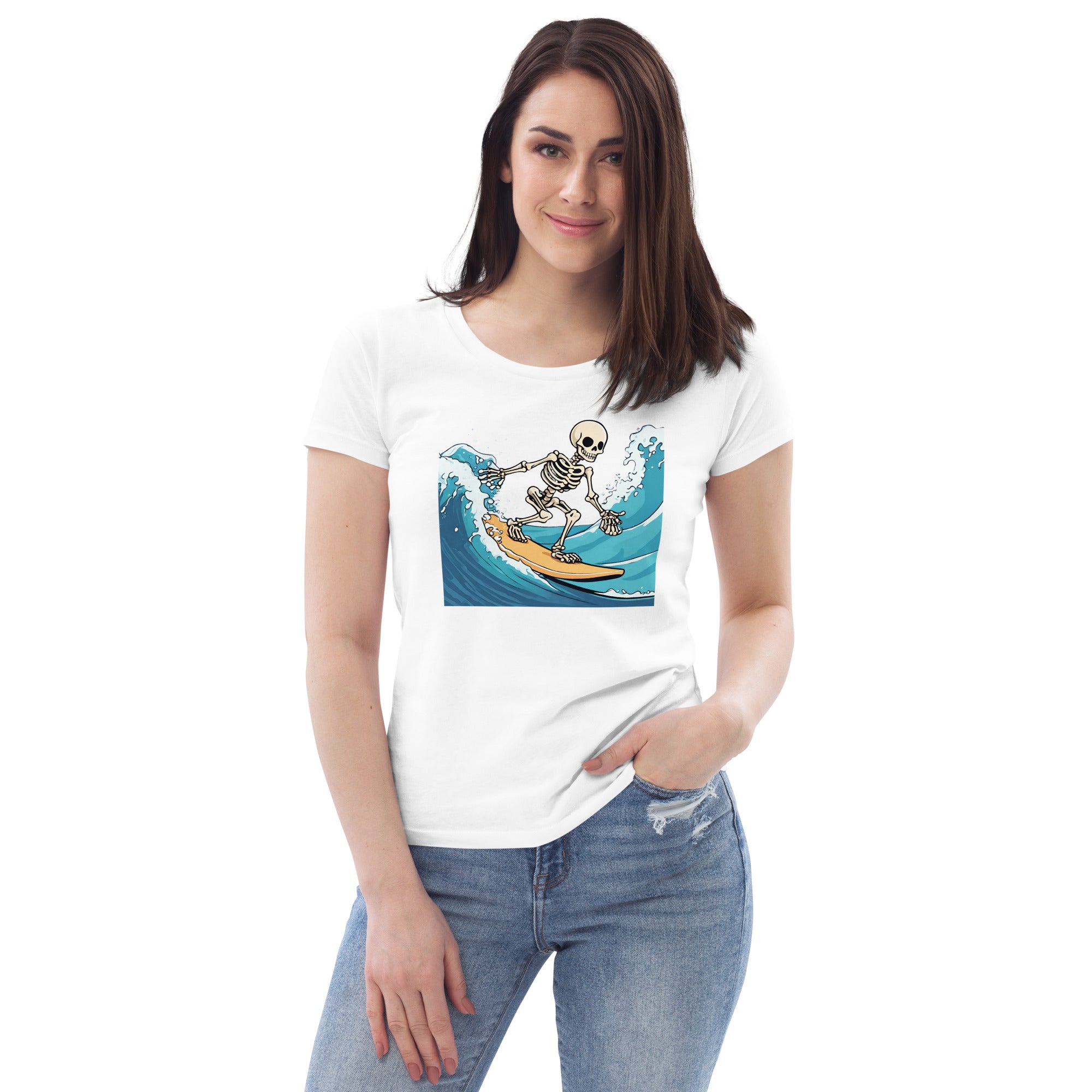 Surfing Skeleton Women's Fitted Eco T-Shirt