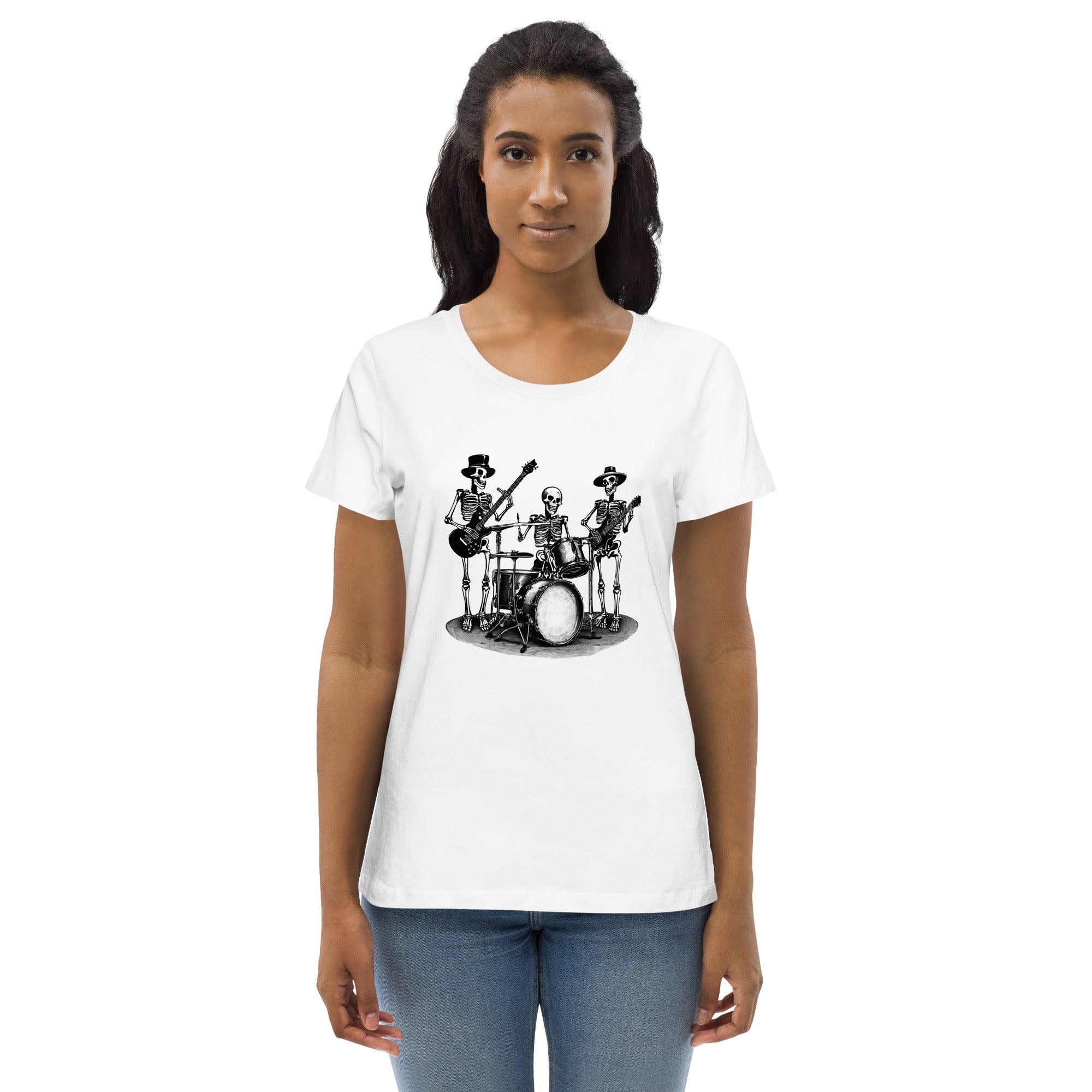 Skeleton Band Women's Fitted Eco T-Shirt