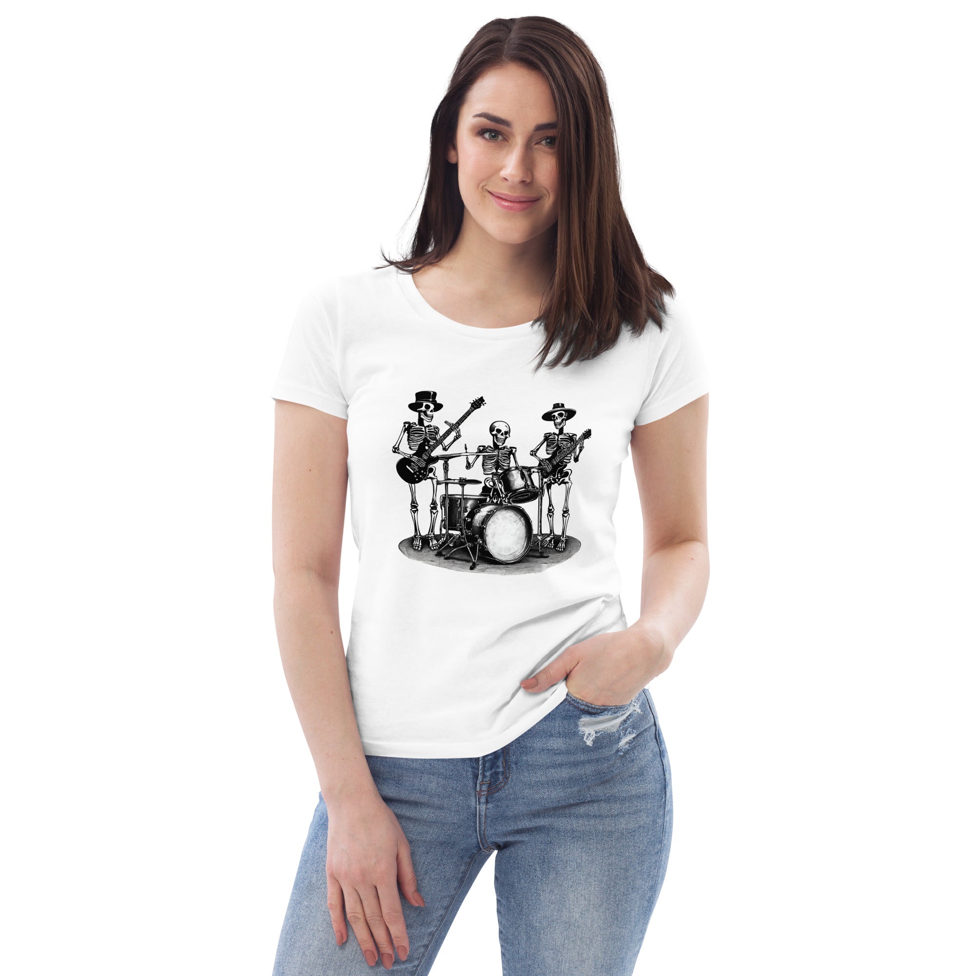 Skeleton Band Women's Fitted Eco T-Shirt