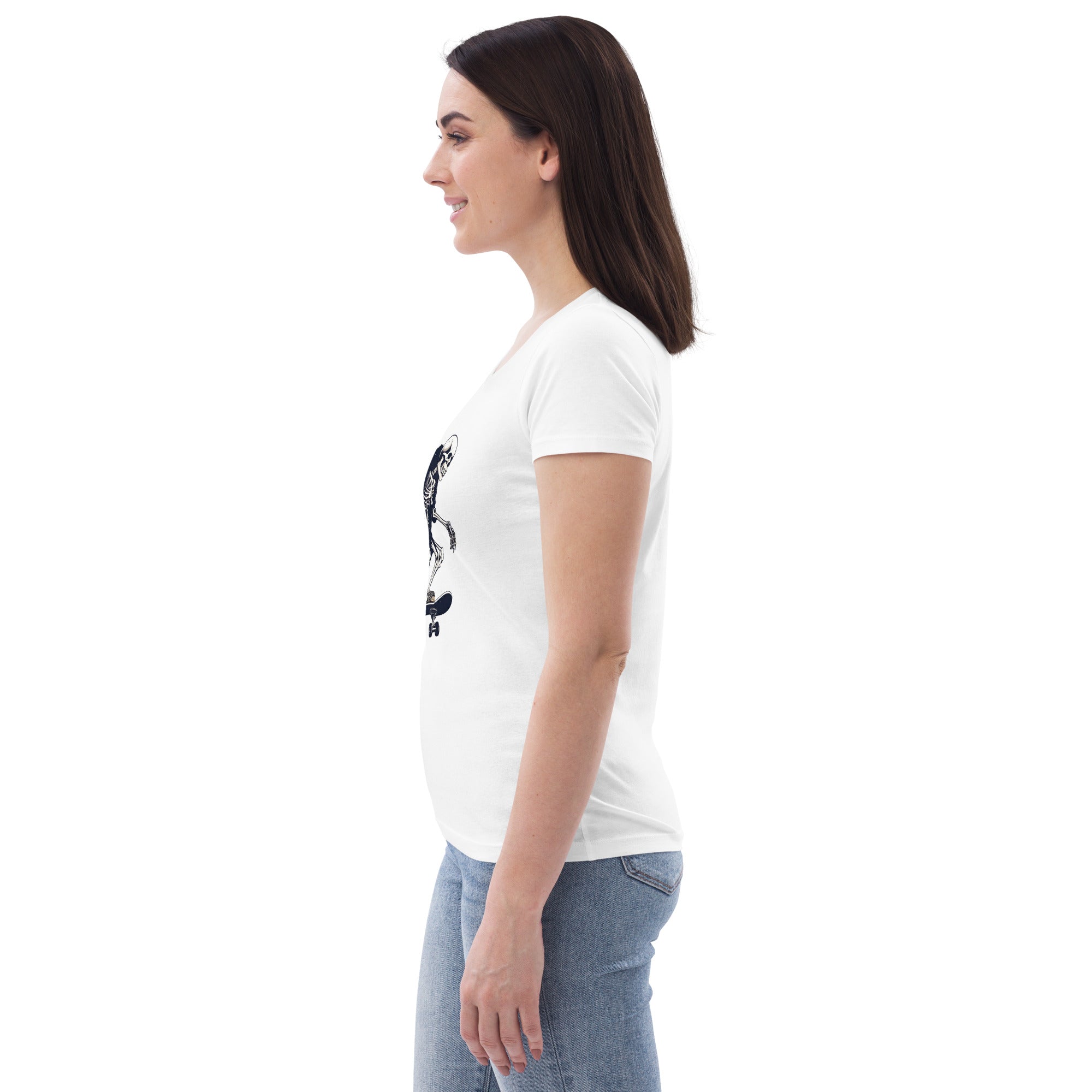 Skateboarding Skeleton Women's Fitted Eco T-Shirt