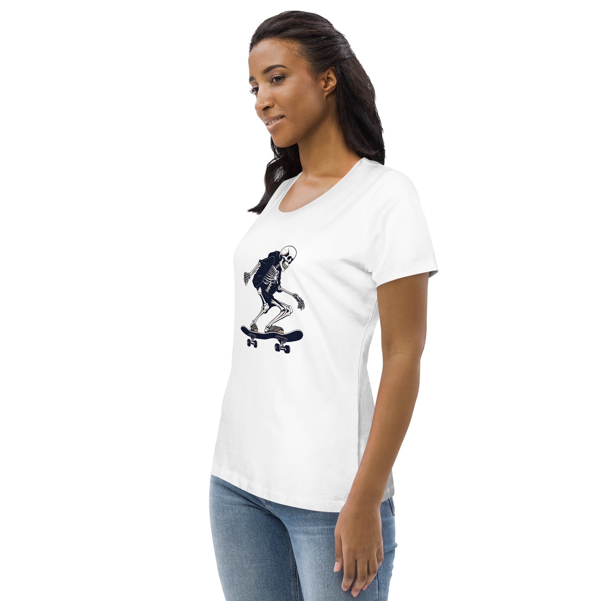 Skateboarding Skeleton Women's Fitted Eco T-Shirt