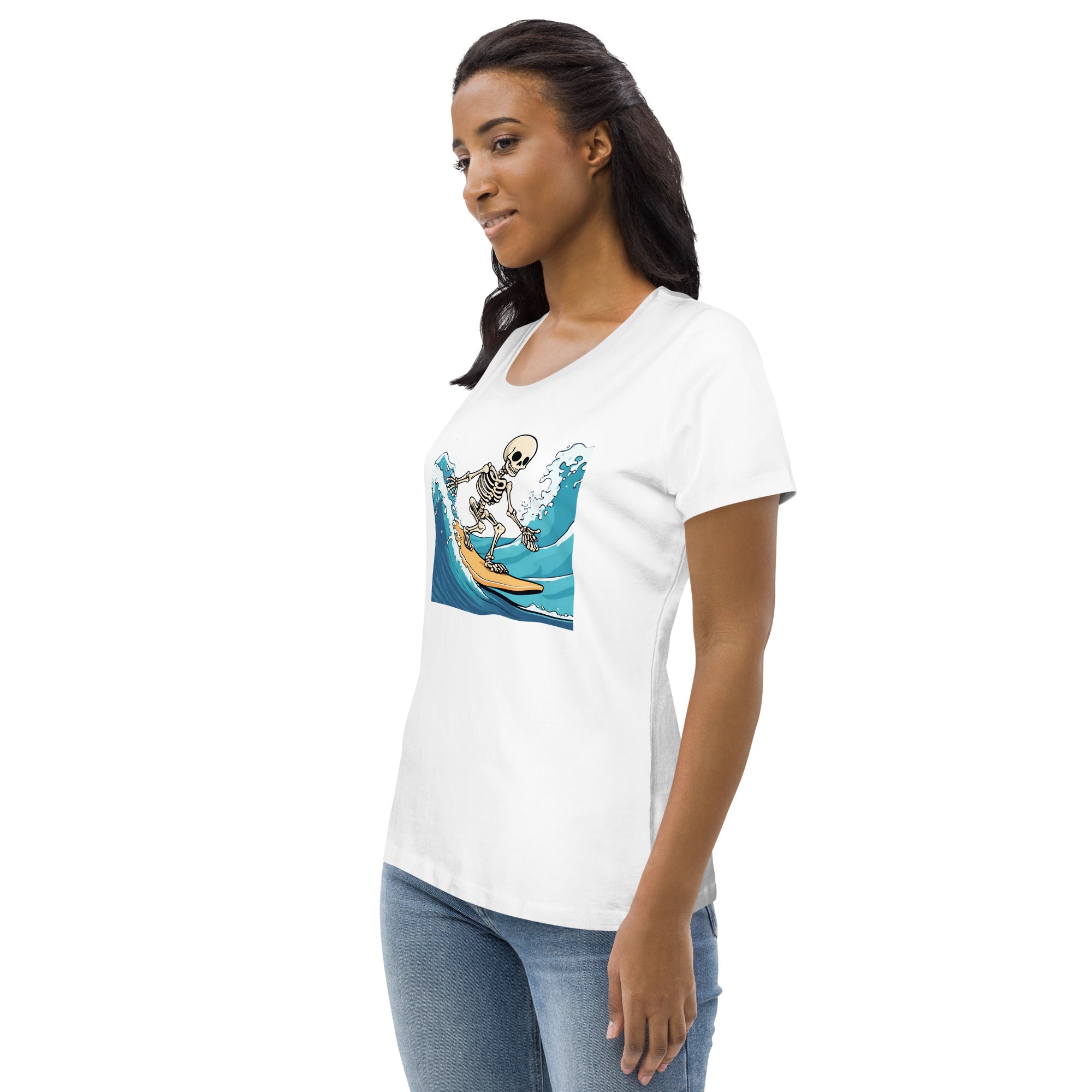 Surfing Skeleton Women's Fitted Eco T-Shirt