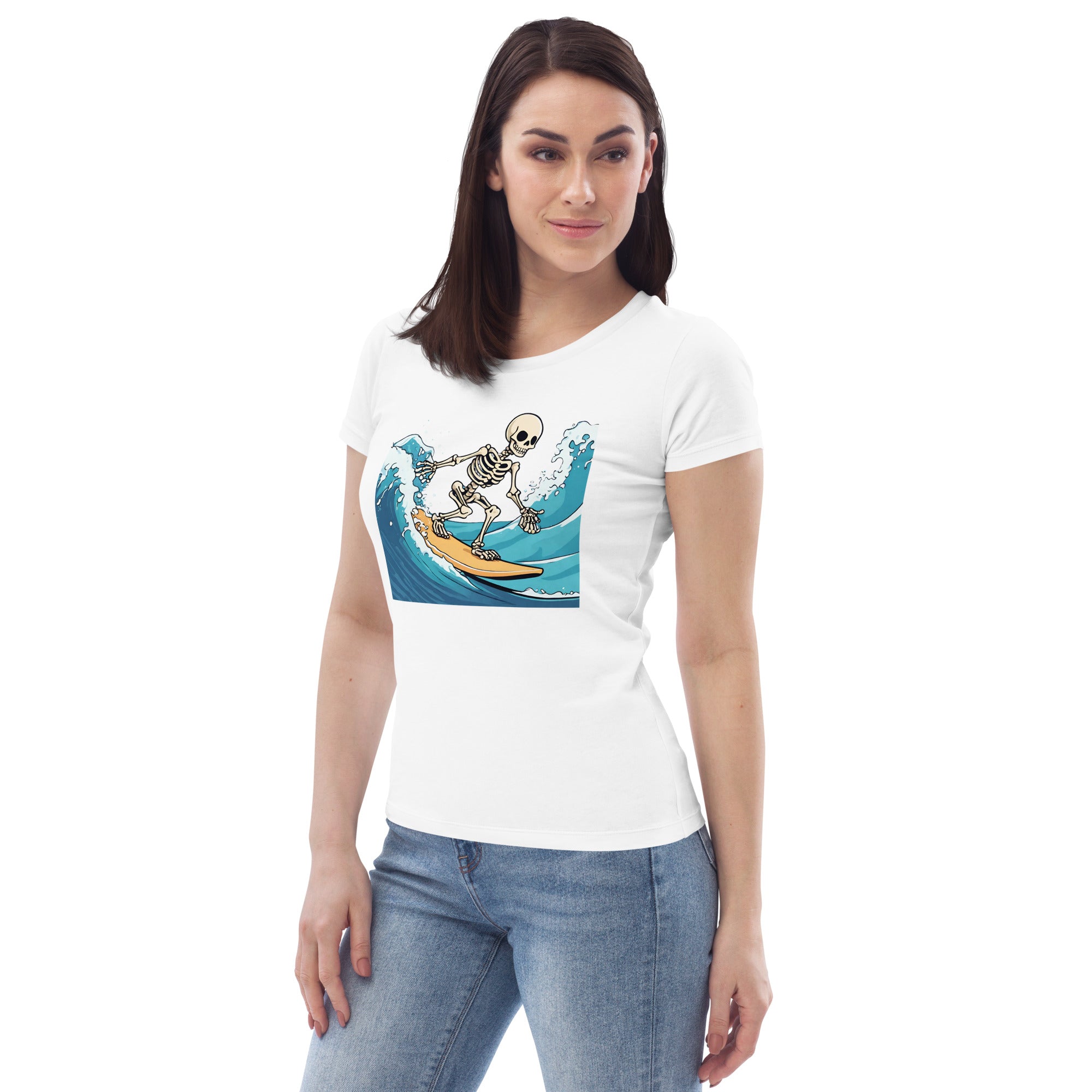 Surfing Skeleton Women's Fitted Eco T-Shirt