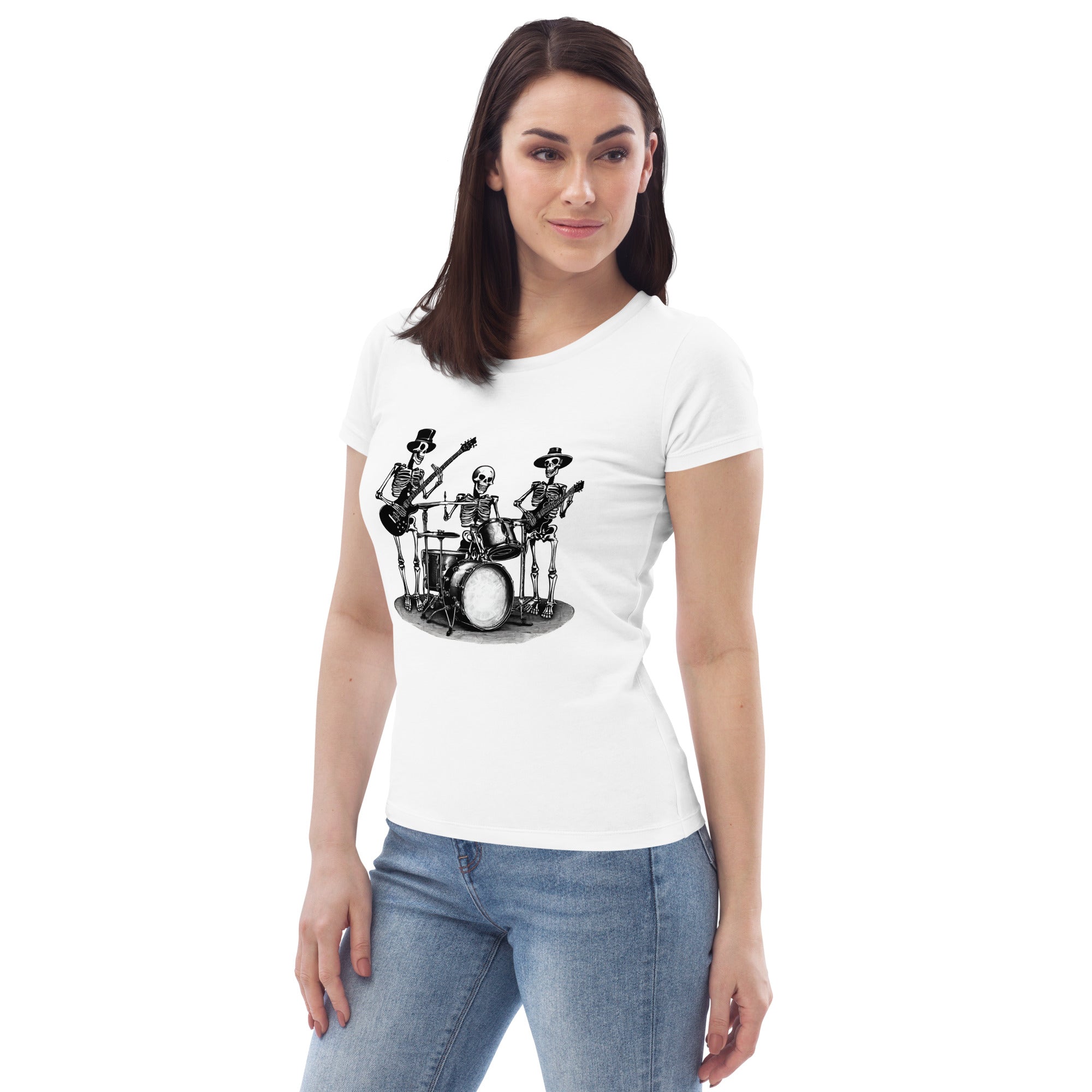 Skeleton Band Women's Fitted Eco T-Shirt