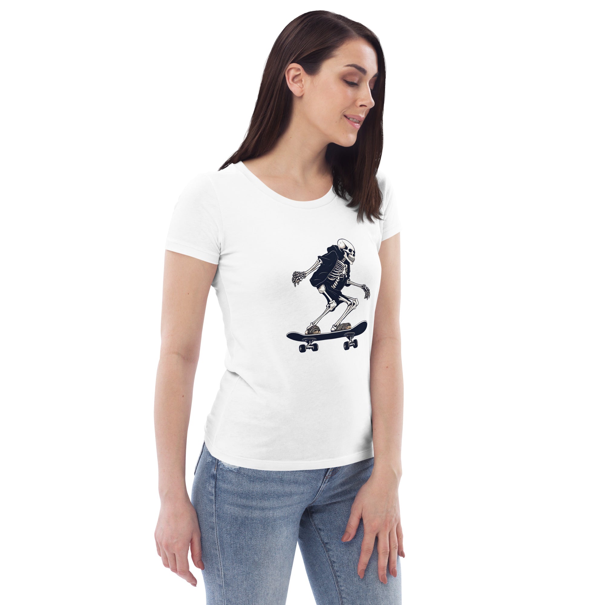 Skateboarding Skeleton Women's Fitted Eco T-Shirt