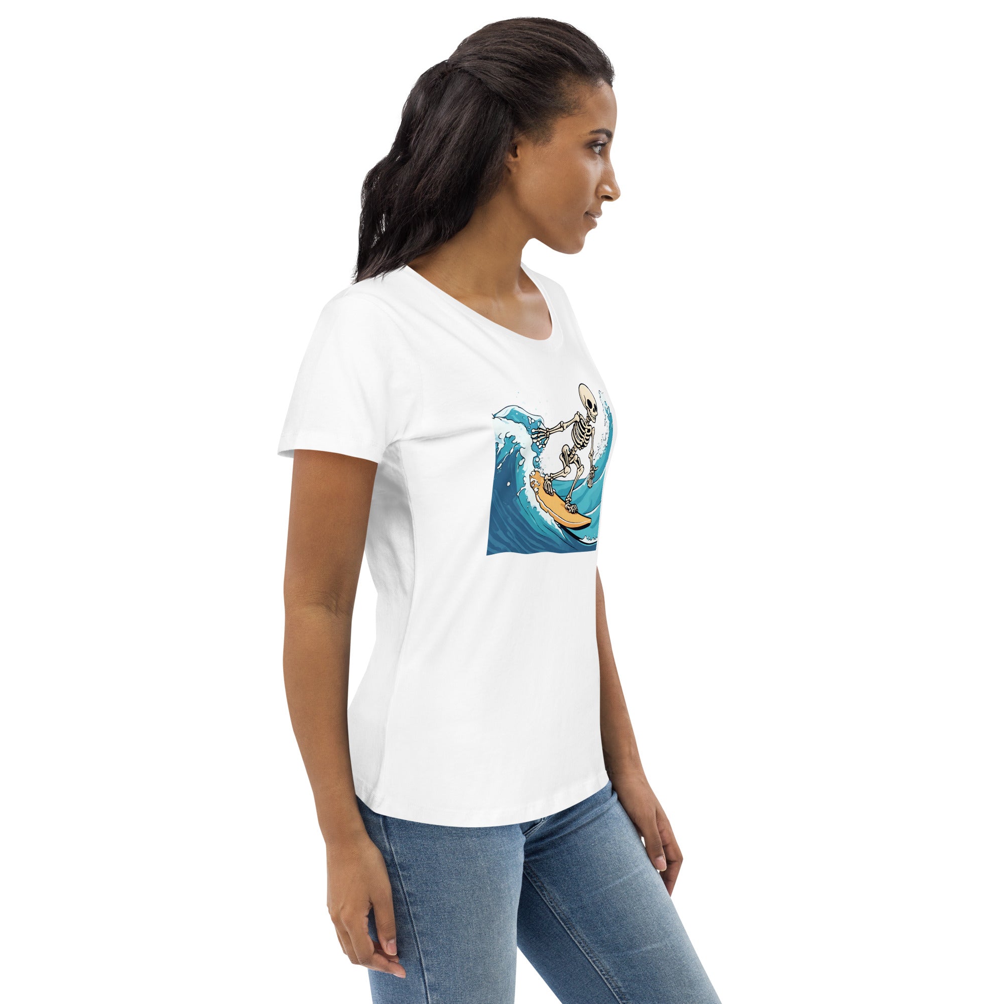 Surfing Skeleton Women's Fitted Eco T-Shirt