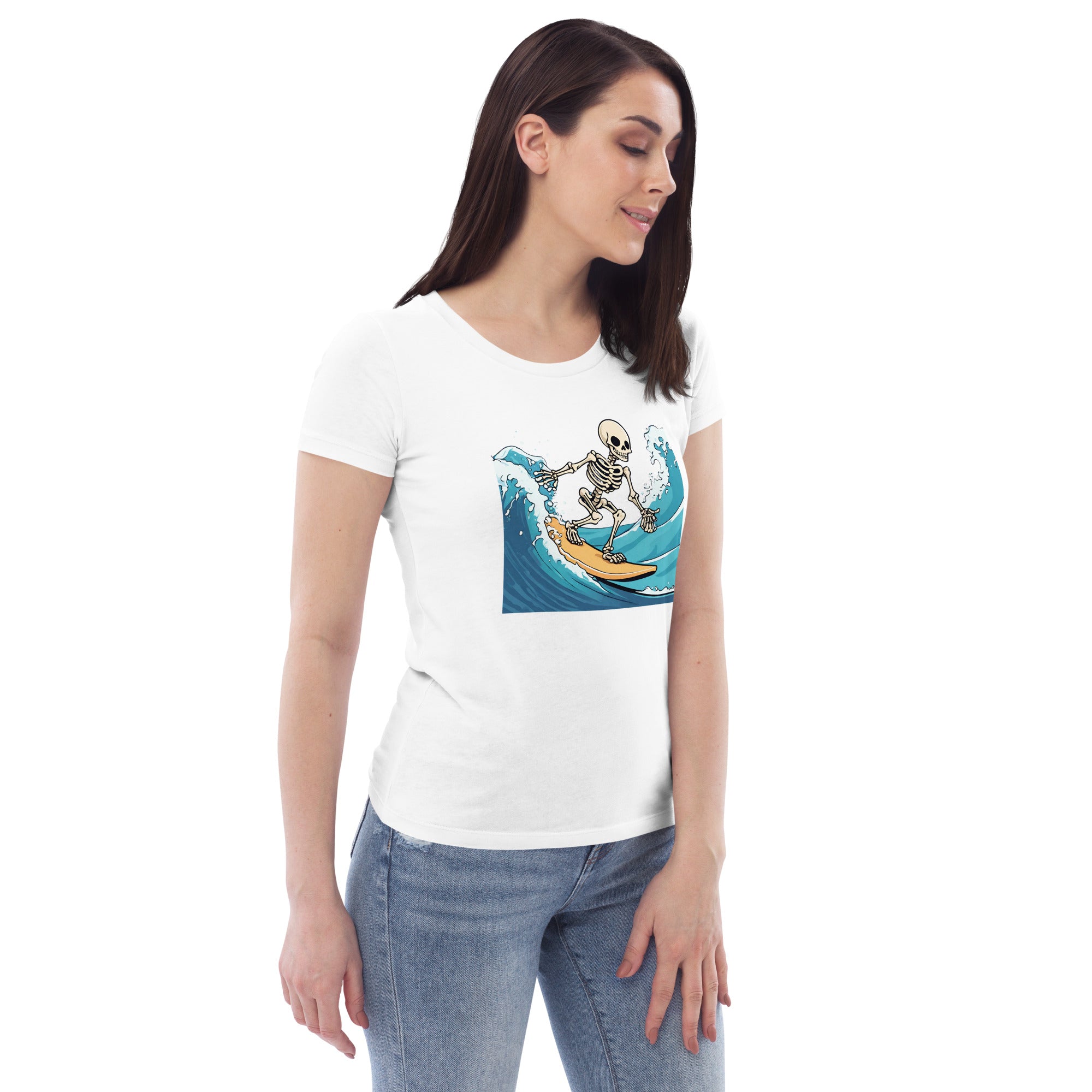 Surfing Skeleton Women's Fitted Eco T-Shirt