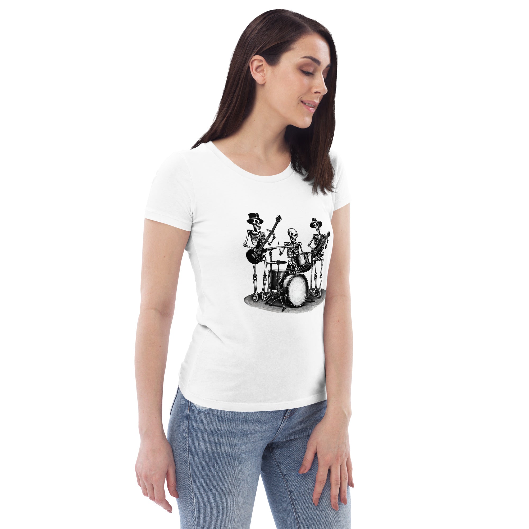 Skeleton Band Women's Fitted Eco T-Shirt