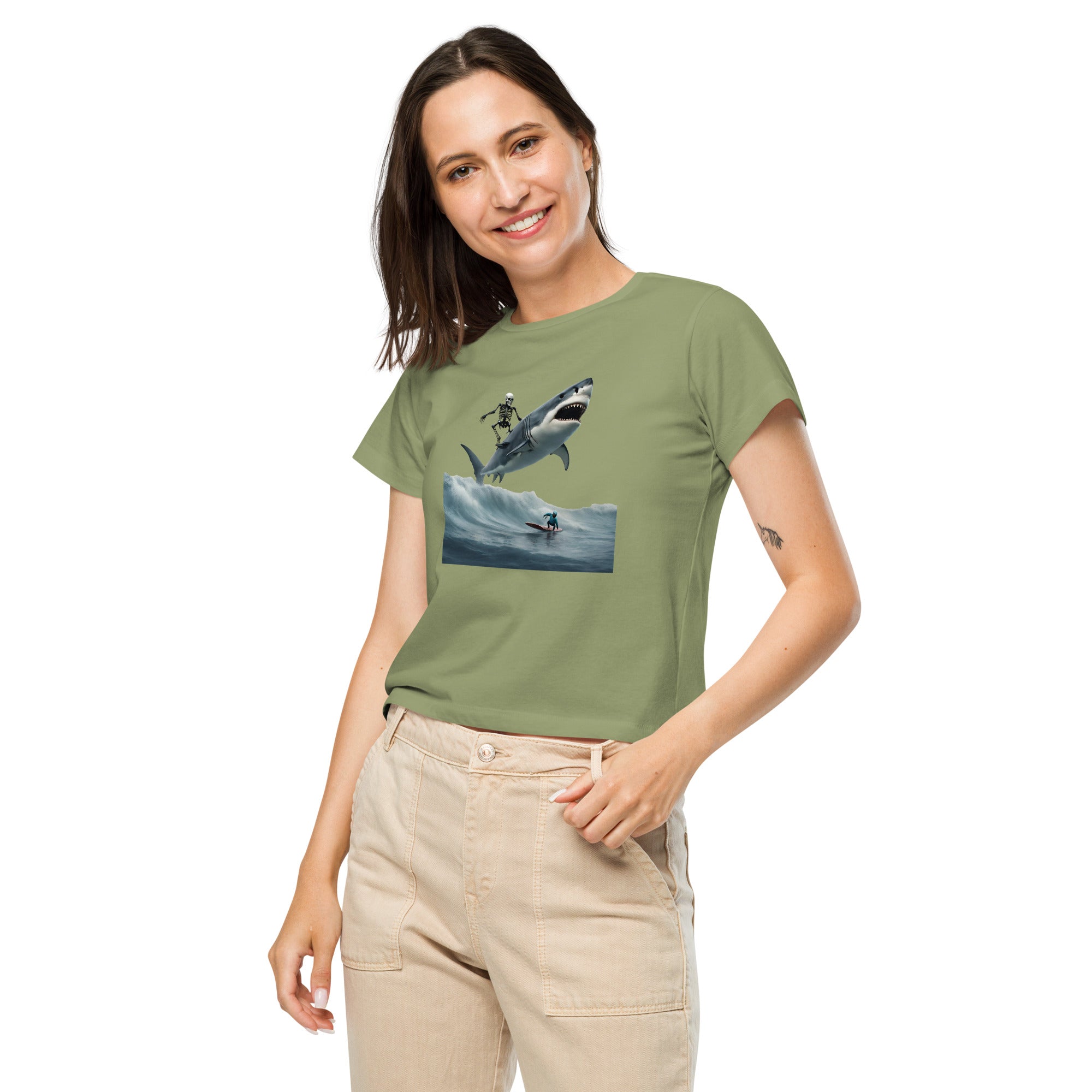 Shark Shredder Women’s High-Waisted T-Shirt