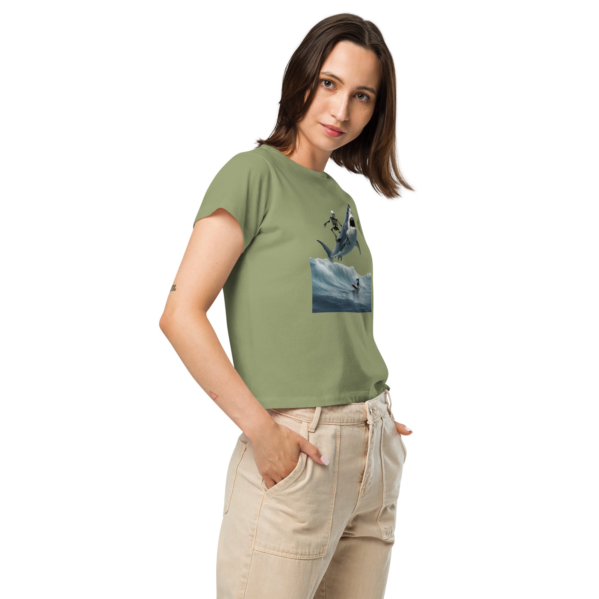 Shark Shredder Women’s High-Waisted T-Shirt