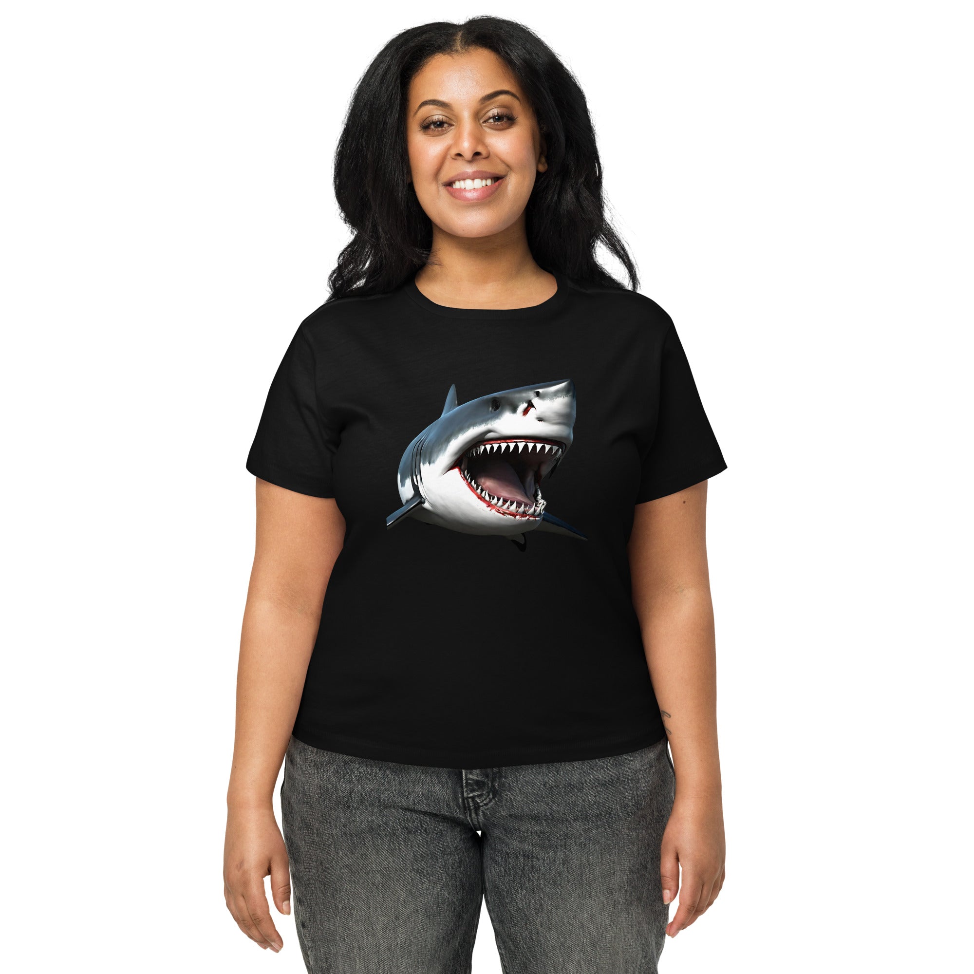 Great White Bite Women’s High-Waisted T-Shirt