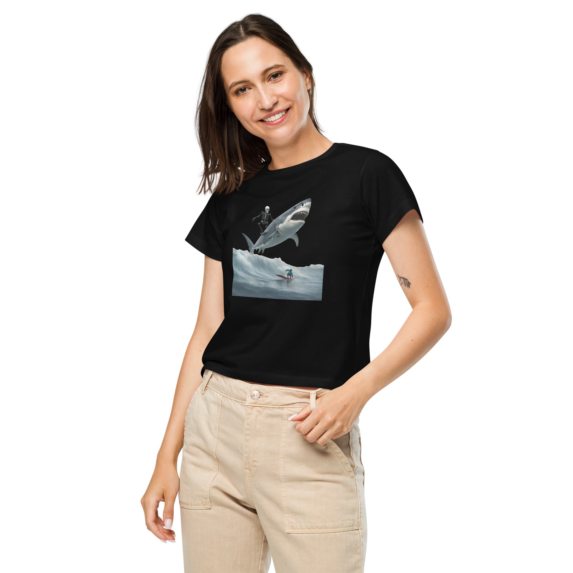 Shark Shredder Women’s High-Waisted T-Shirt