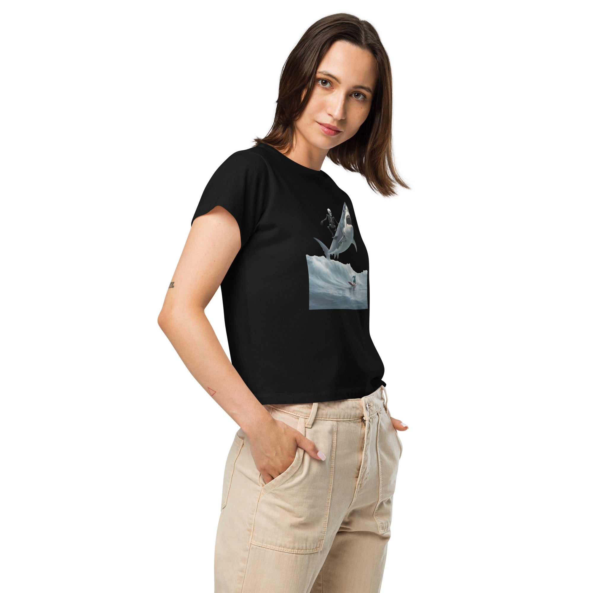 Shark Shredder Women’s High-Waisted T-Shirt