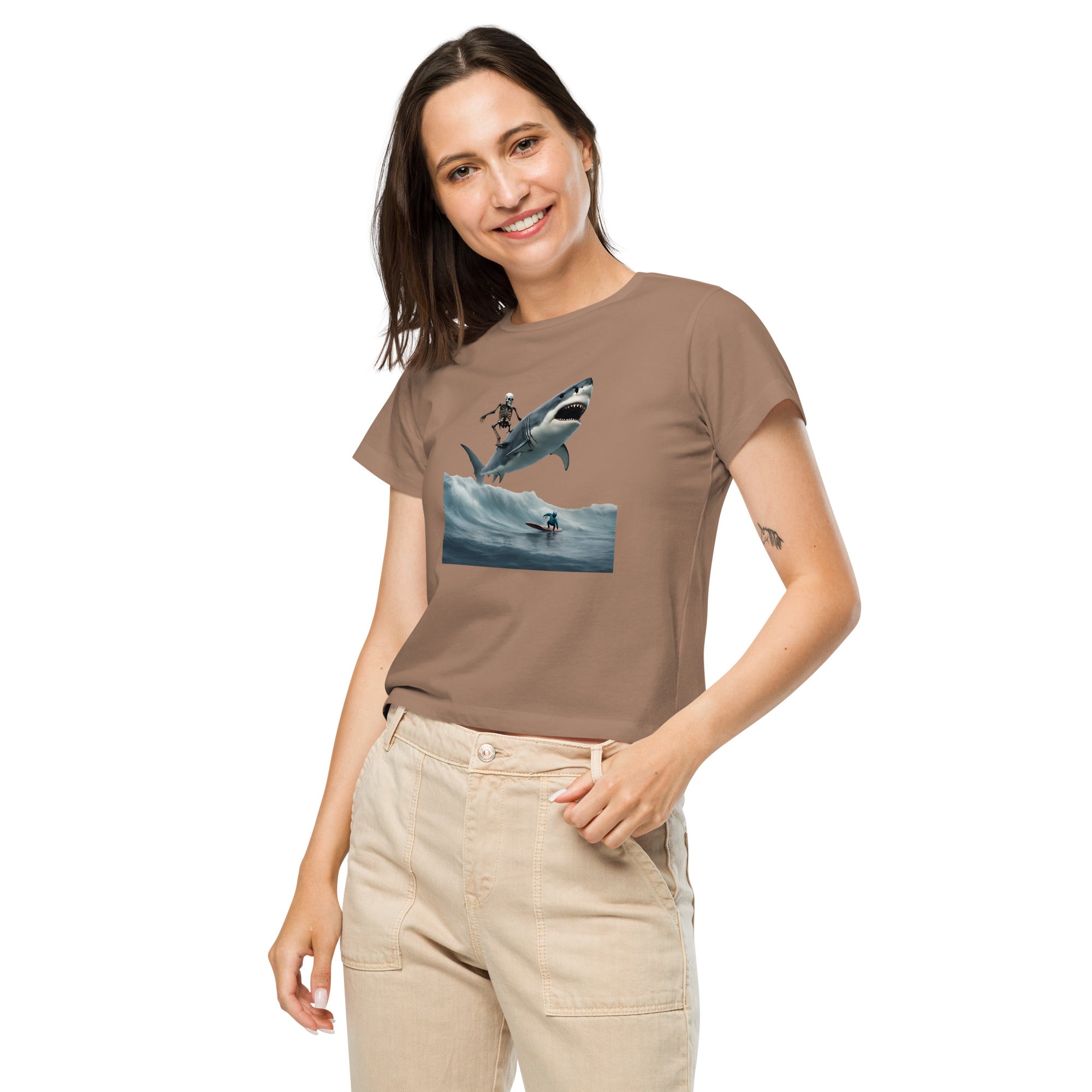 Shark Shredder Women’s High-Waisted T-Shirt