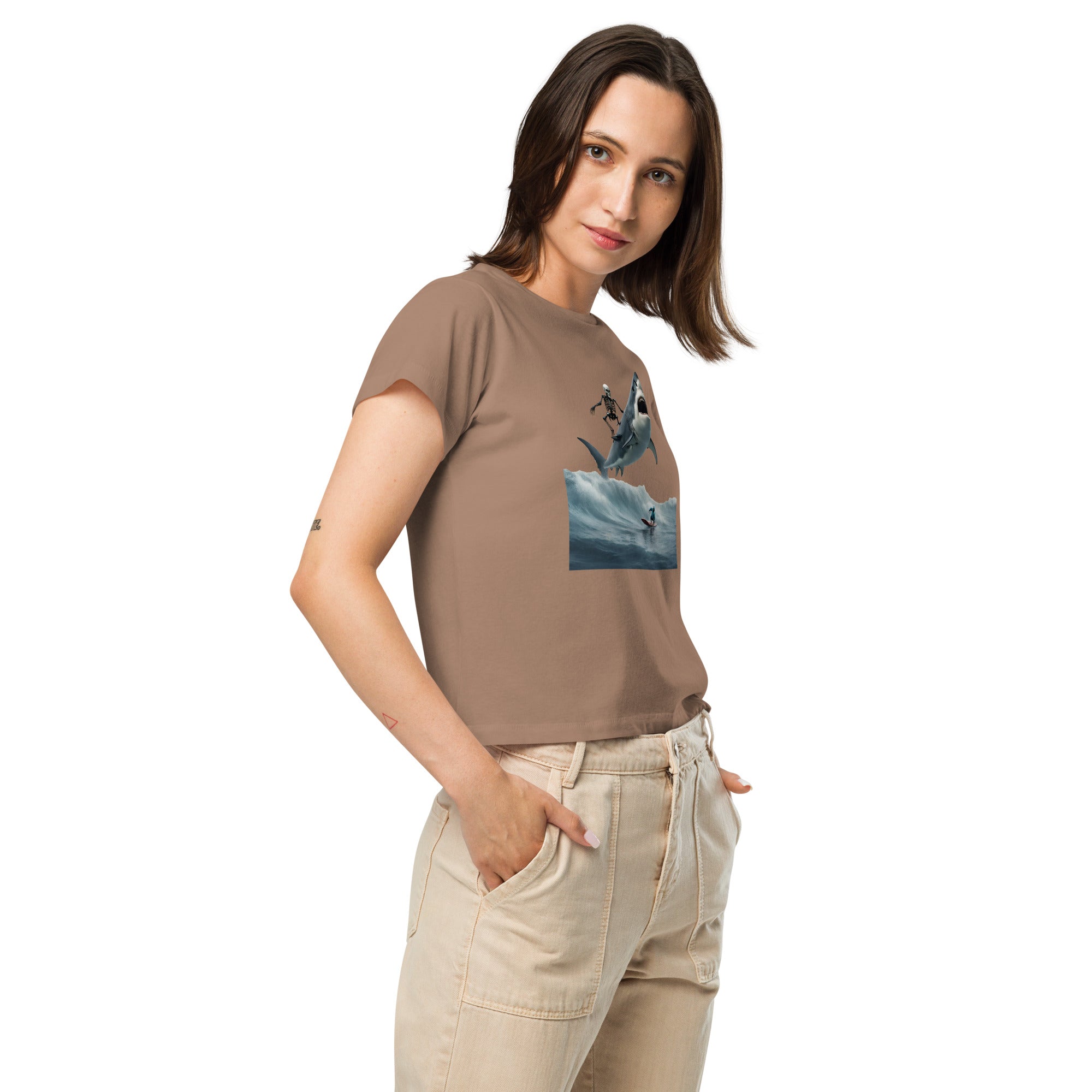 Shark Shredder Women’s High-Waisted T-Shirt