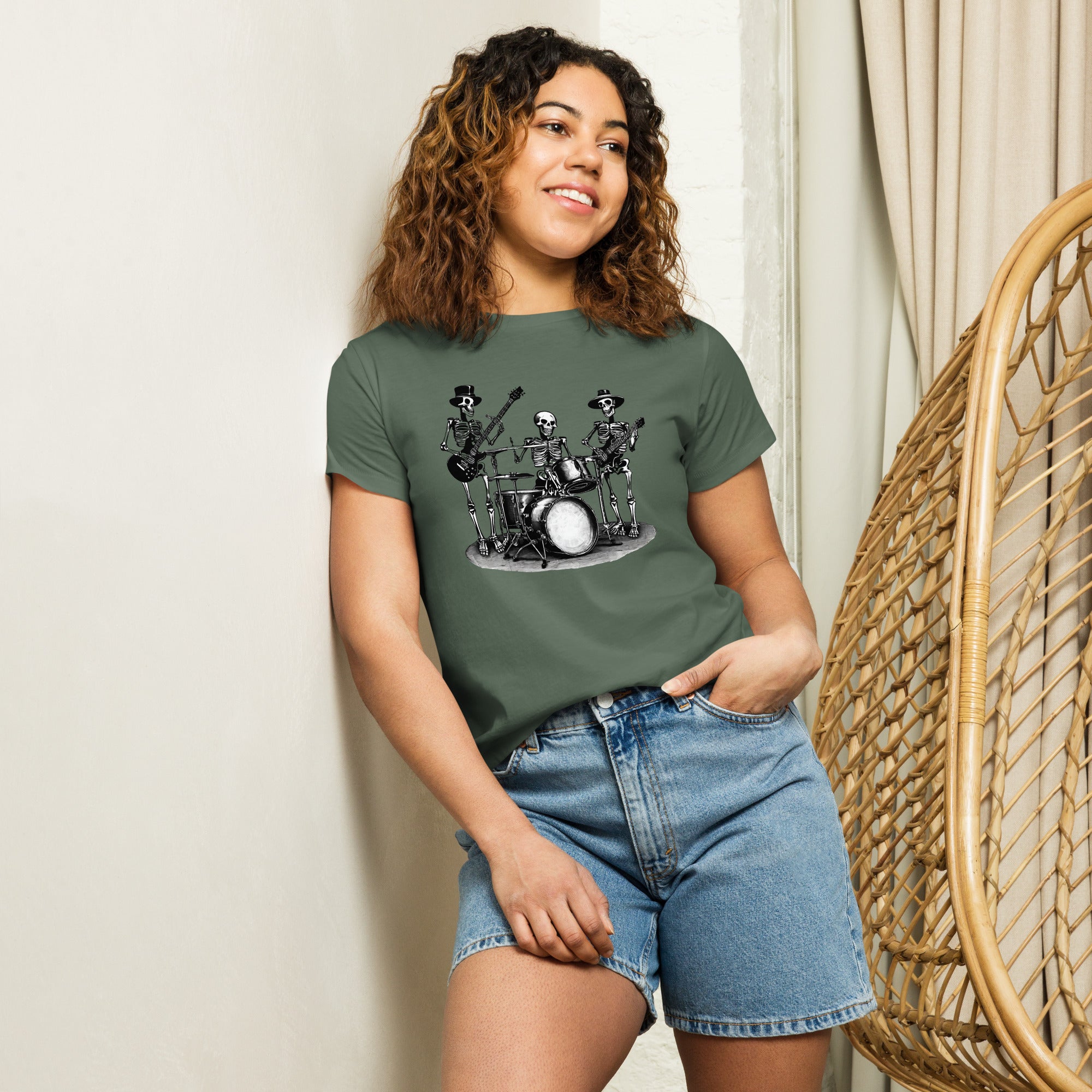 Skeleton Band Women’s High-Waisted T-Shirt