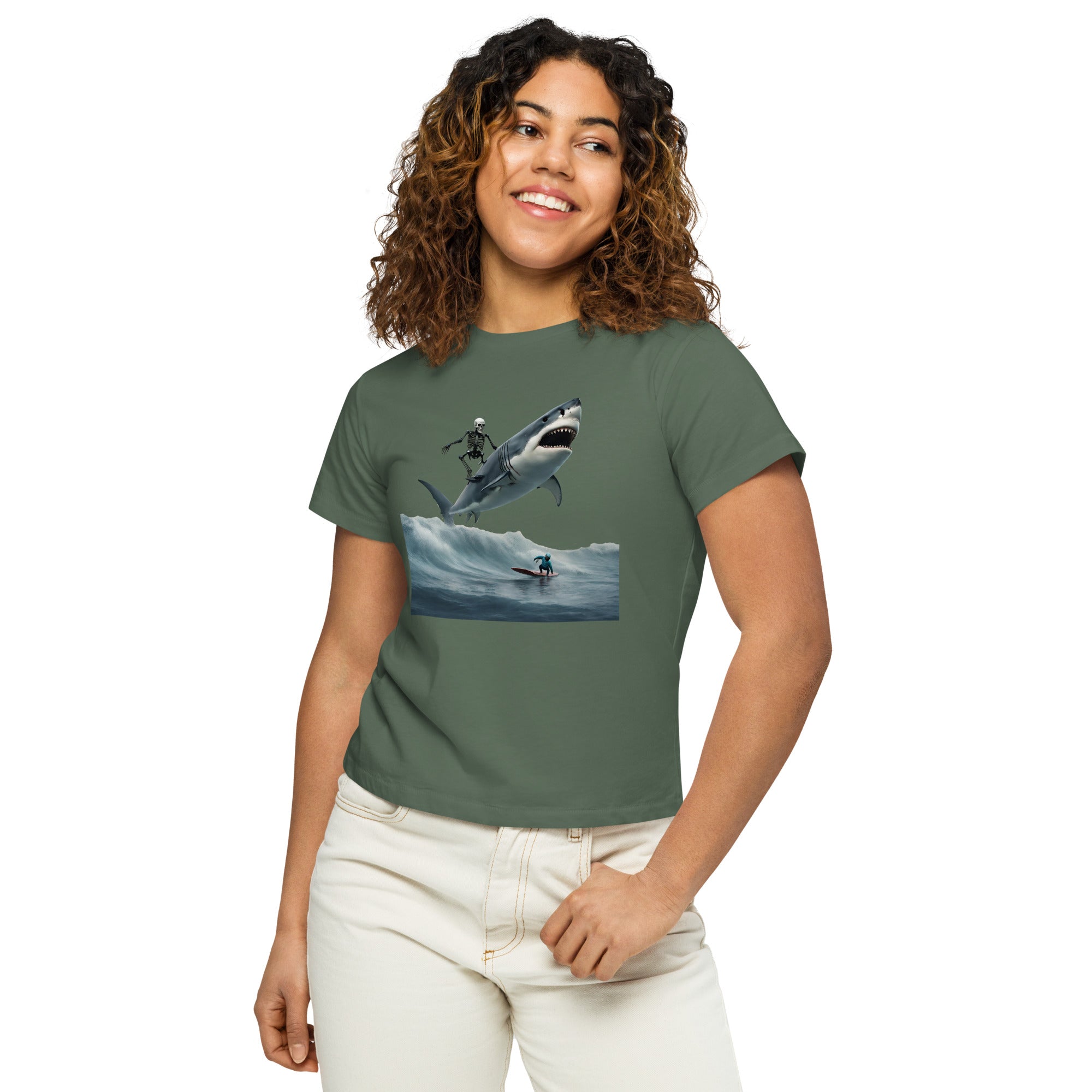 Shark Shredder Women’s High-Waisted T-Shirt