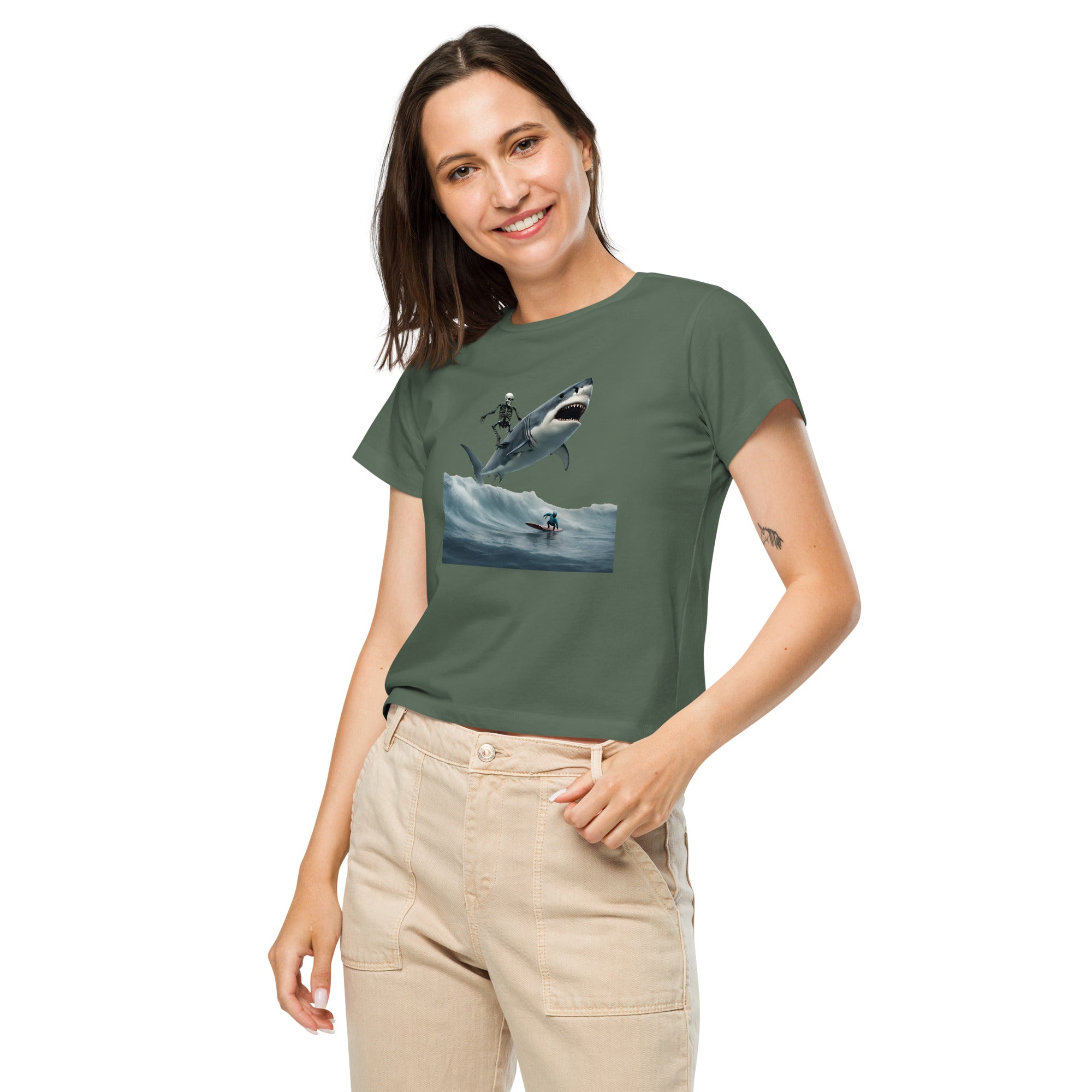 Shark Shredder Women’s High-Waisted T-Shirt