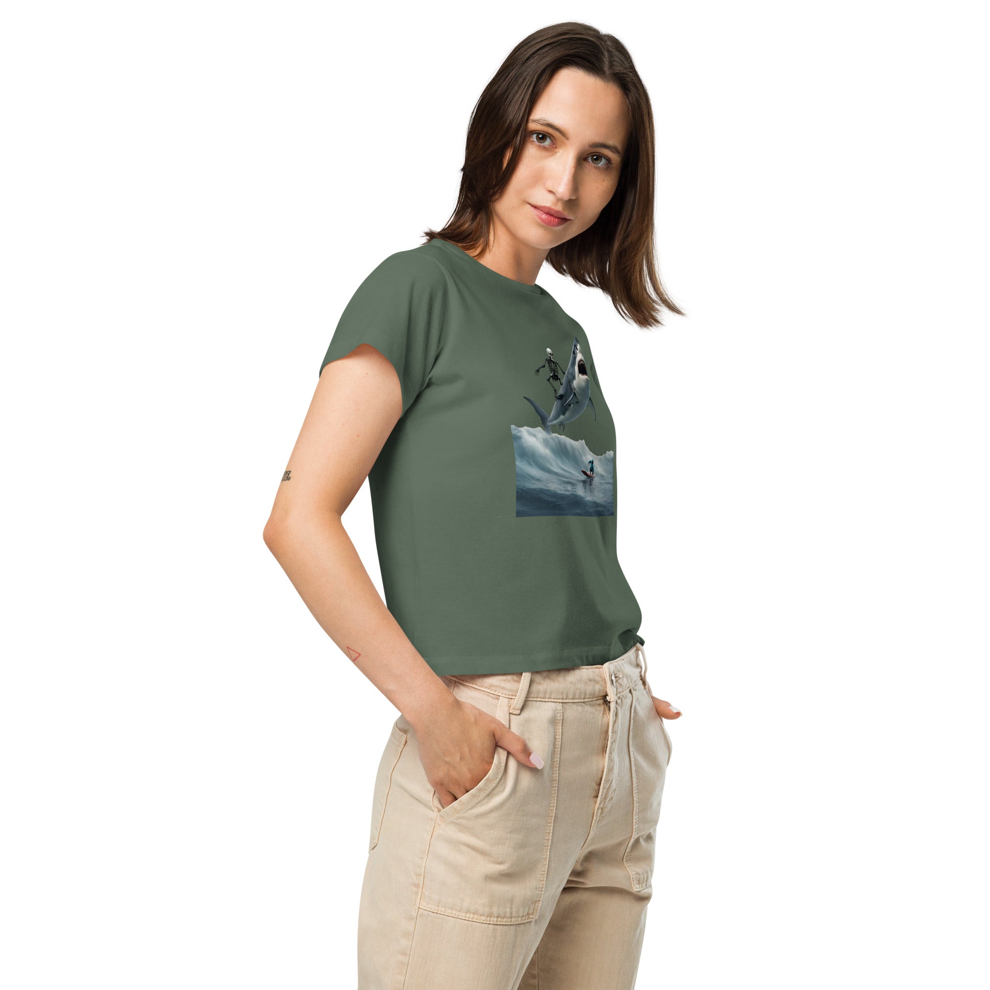 Shark Shredder Women’s High-Waisted T-Shirt