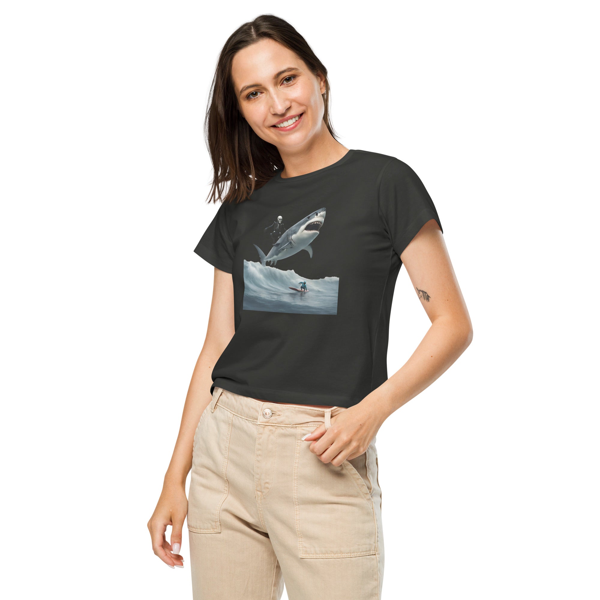 Shark Shredder Women’s High-Waisted T-Shirt