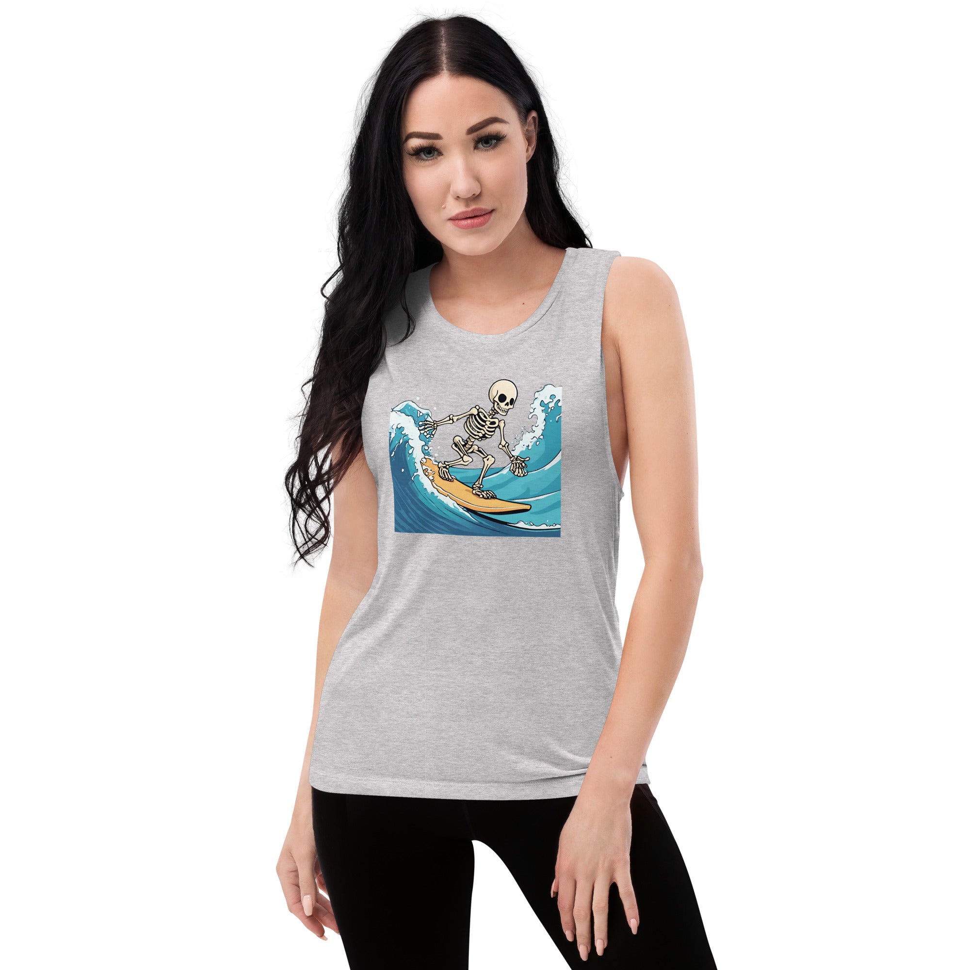 Surfing Skeleton Ladies’ Muscle Tank