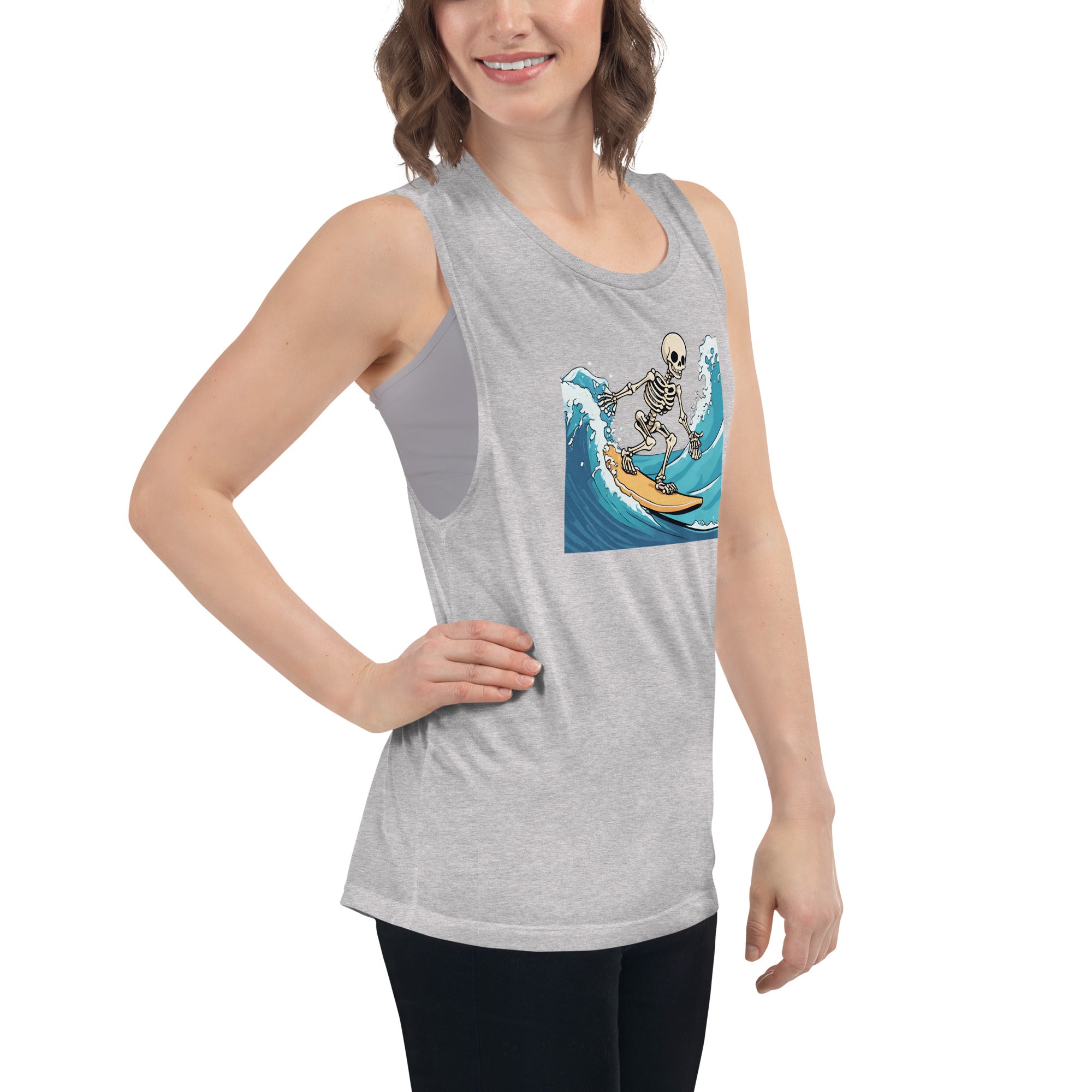 Surfing Skeleton Ladies’ Muscle Tank