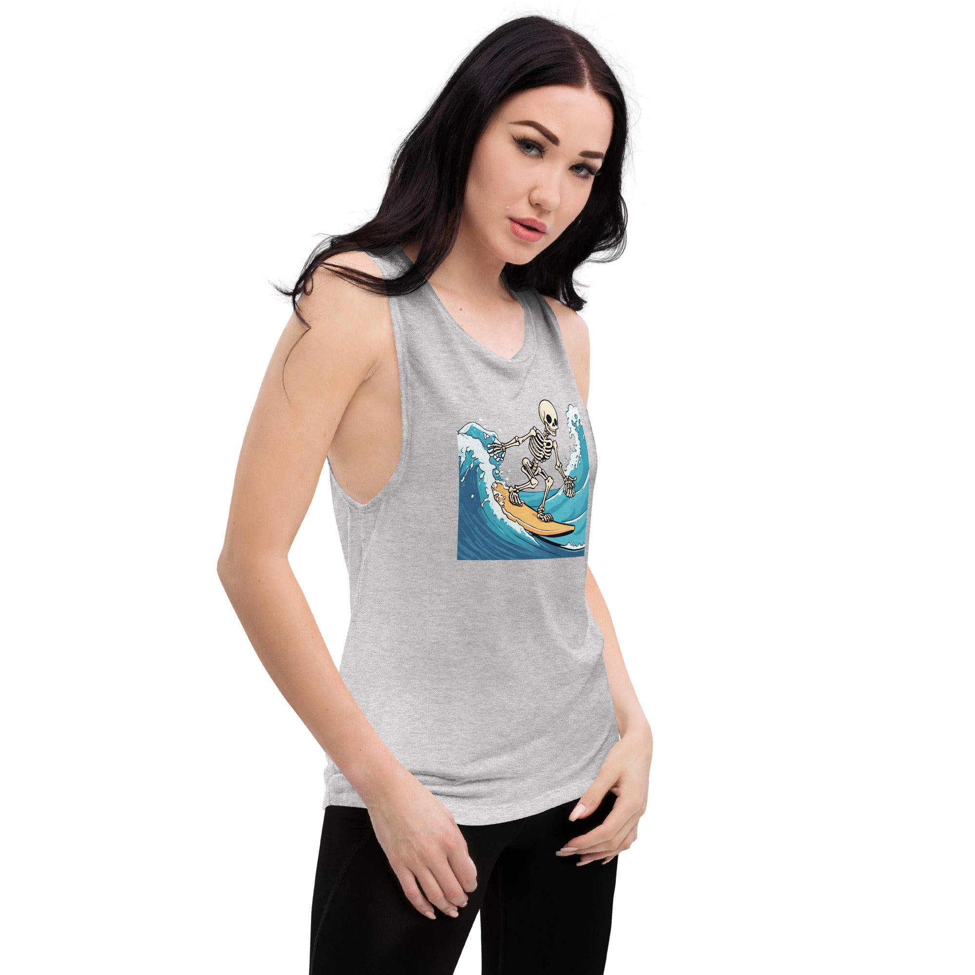 Surfing Skeleton Ladies’ Muscle Tank