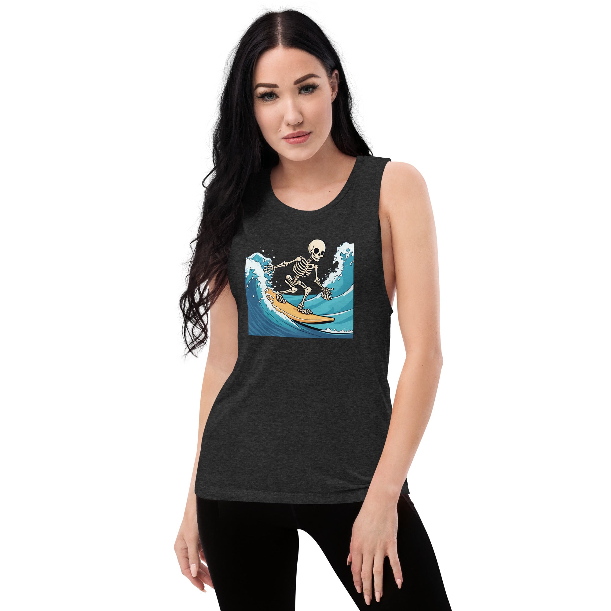 Surfing Skeleton Ladies’ Muscle Tank