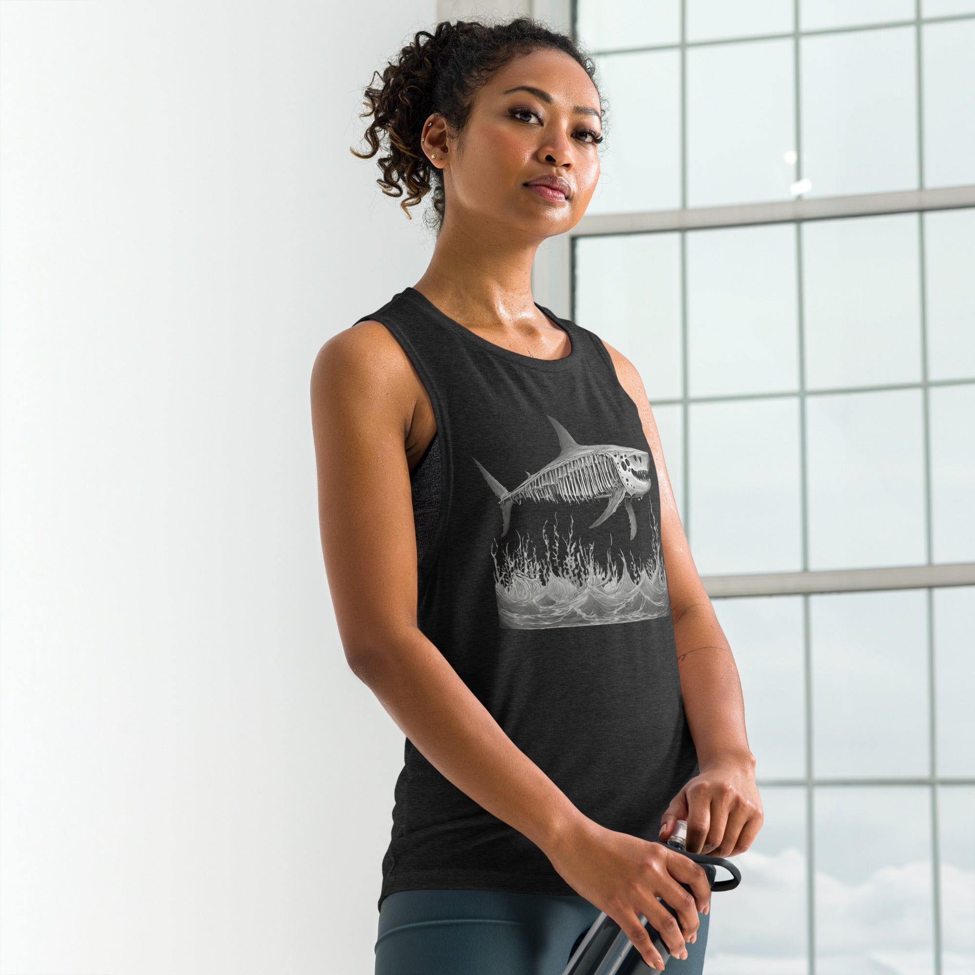 Skeleton Shark Ladies’ Muscle Tank